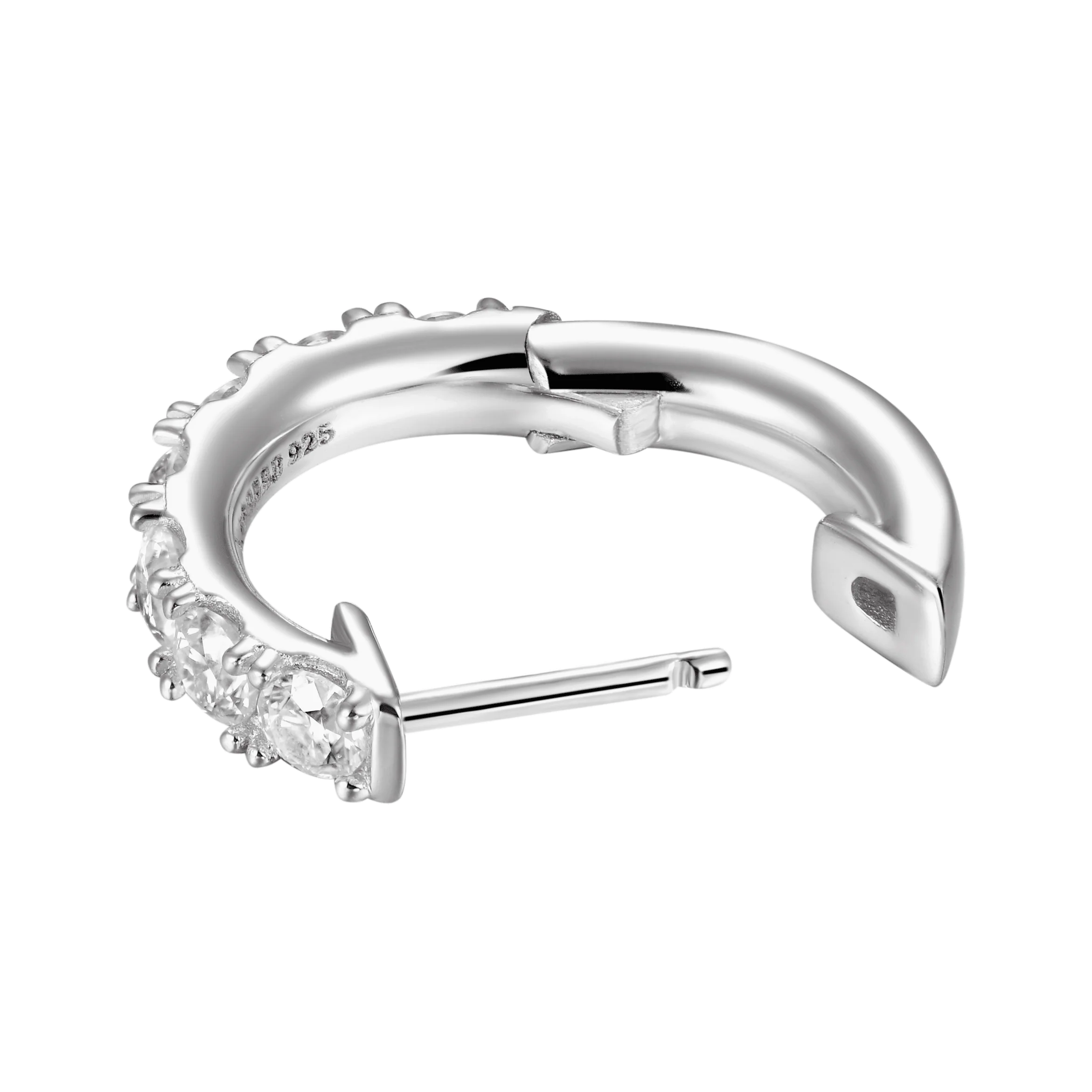 Single Moissanite Single Row Hoop Earring - Image 7
