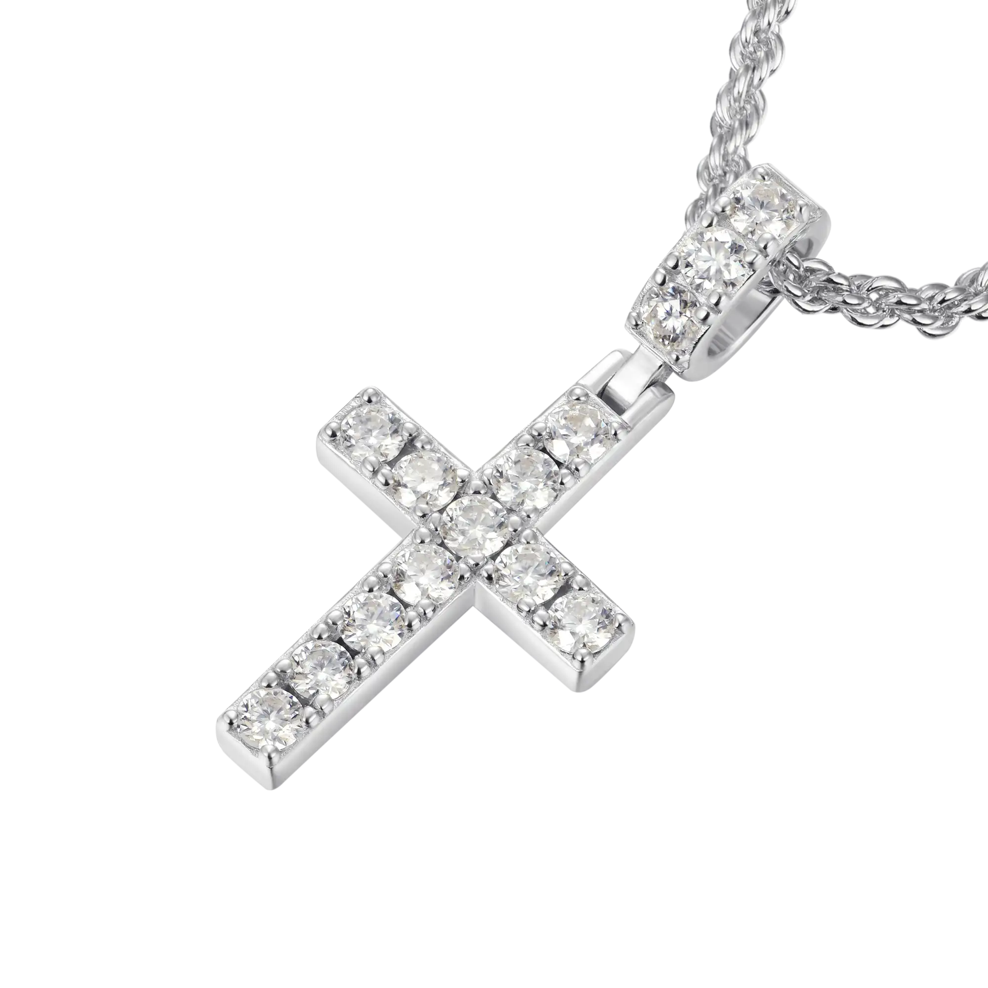 Moissanite Solid Tennis Cross Pendant - Image 10