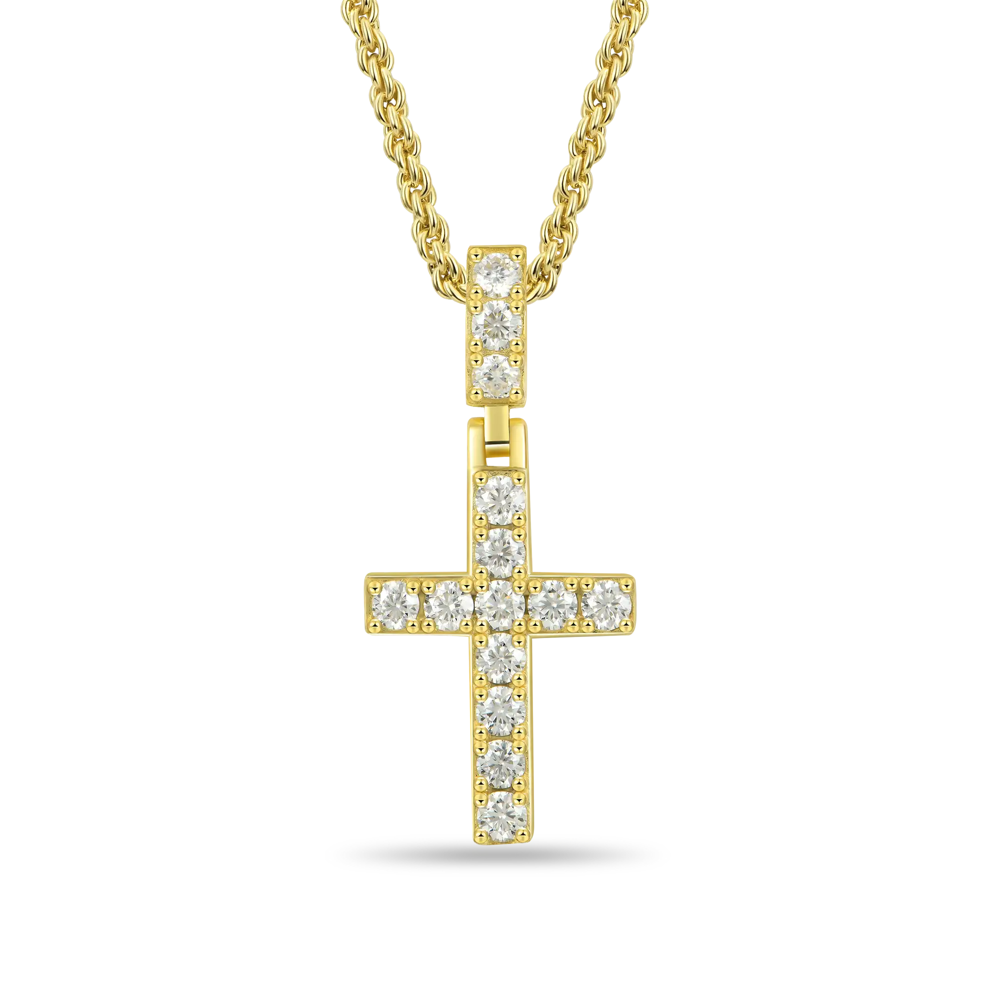 Moissanite Solid Tennis Cross Pendant - Image 5