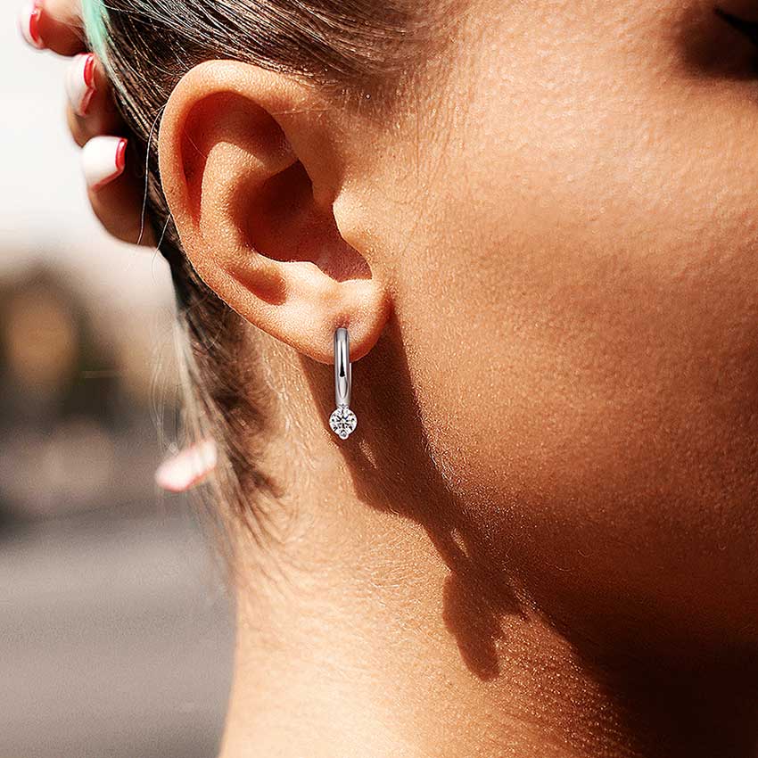 Single Moissanite Solitaire Hoop Earring - Image 2