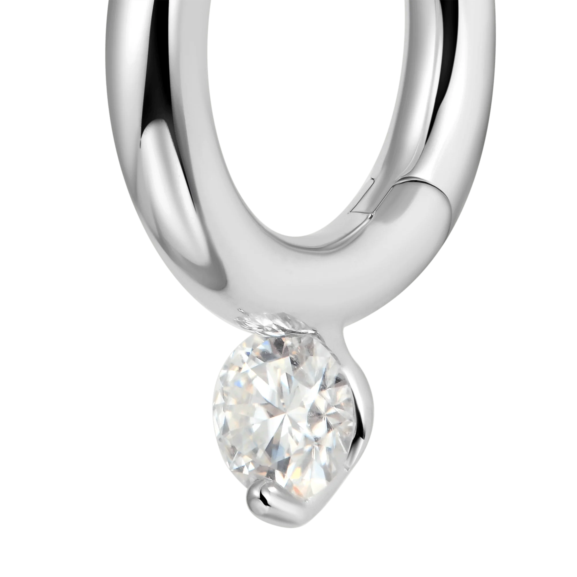 Single Moissanite Solitaire Hoop Earring - Image 3