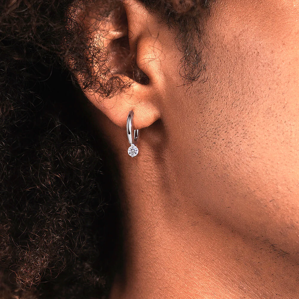 Single Moissanite Solitaire Hoop Earring - Image 4