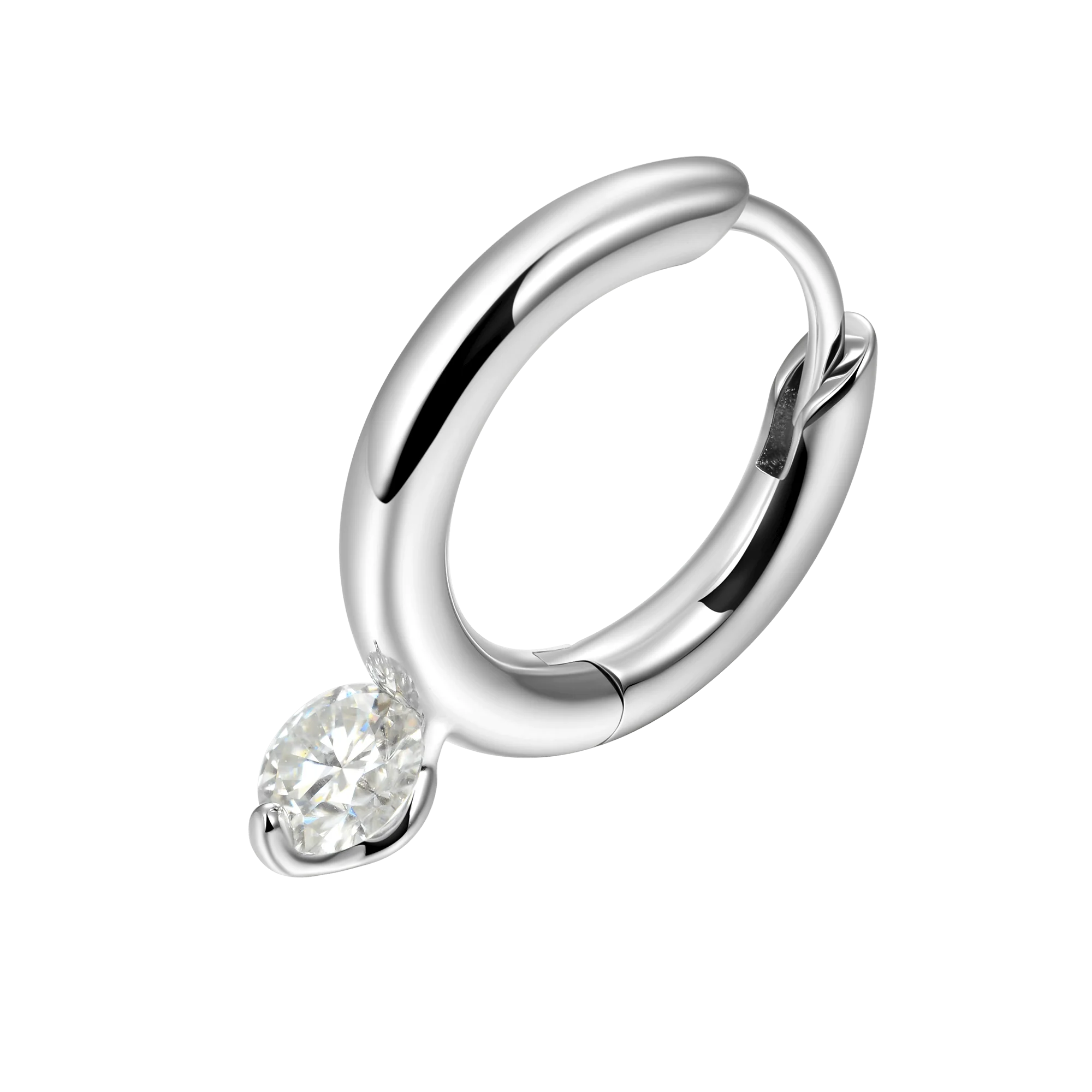 Single Moissanite Solitaire Hoop Earring - Image 6