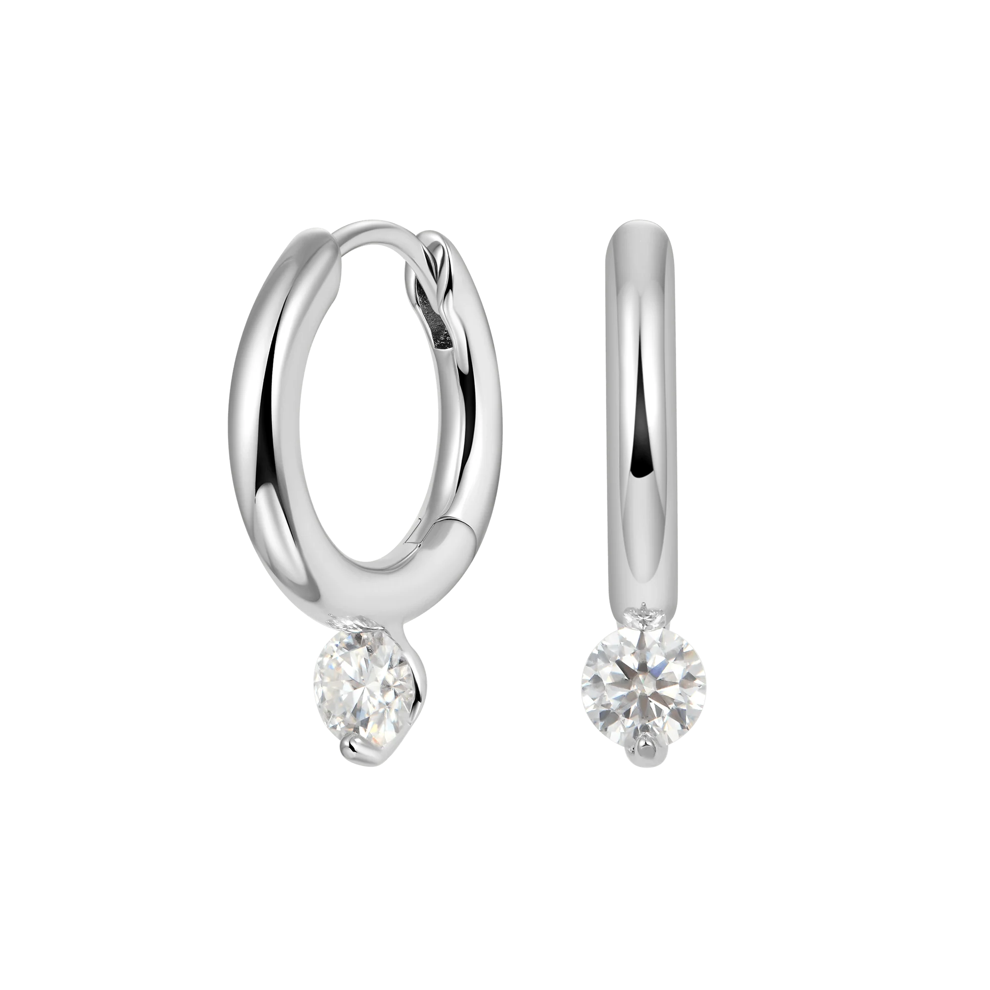 Single Moissanite Solitaire Hoop Earring - Image 7