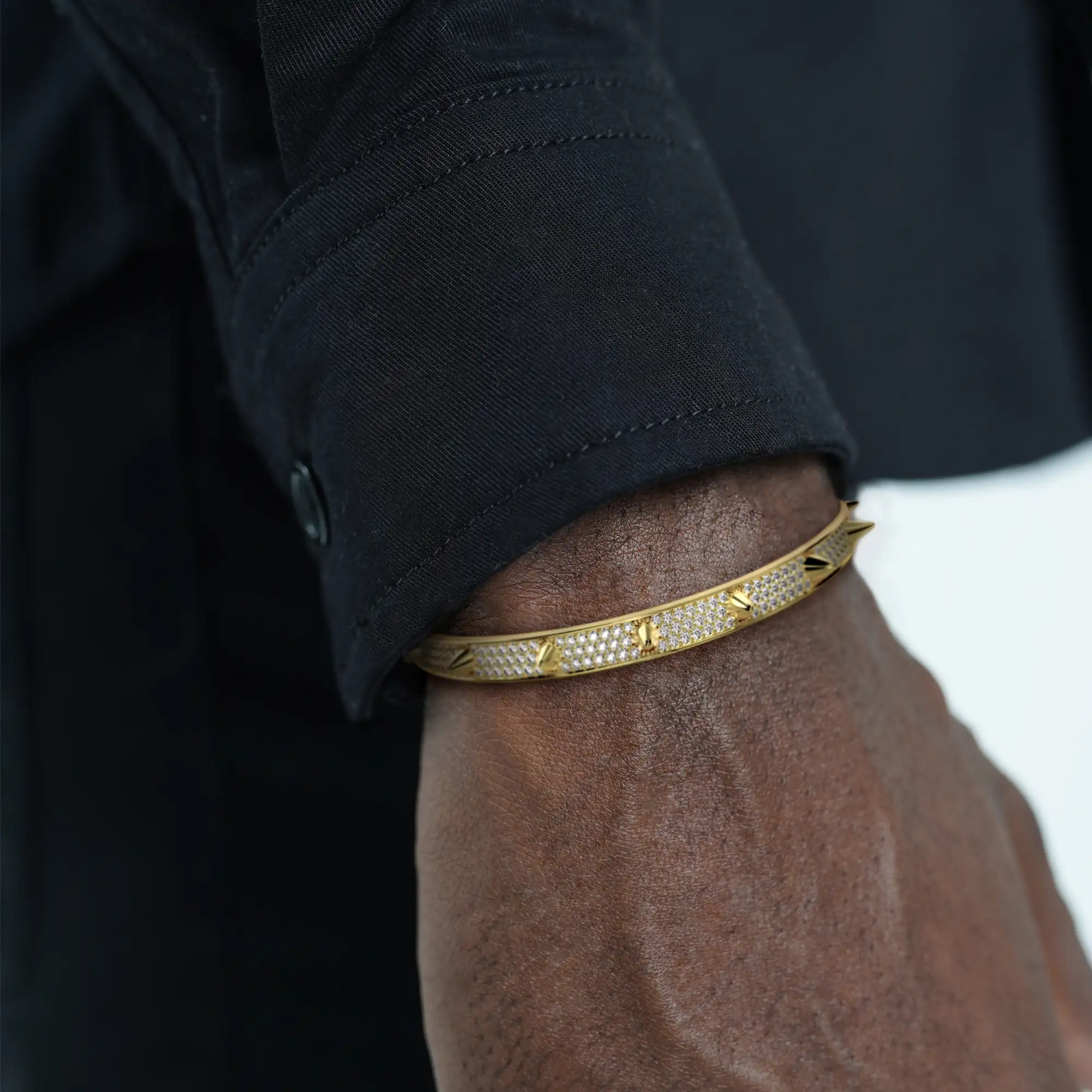 Moissanite Spike Bangle Bracelet - 7mm - Image 2