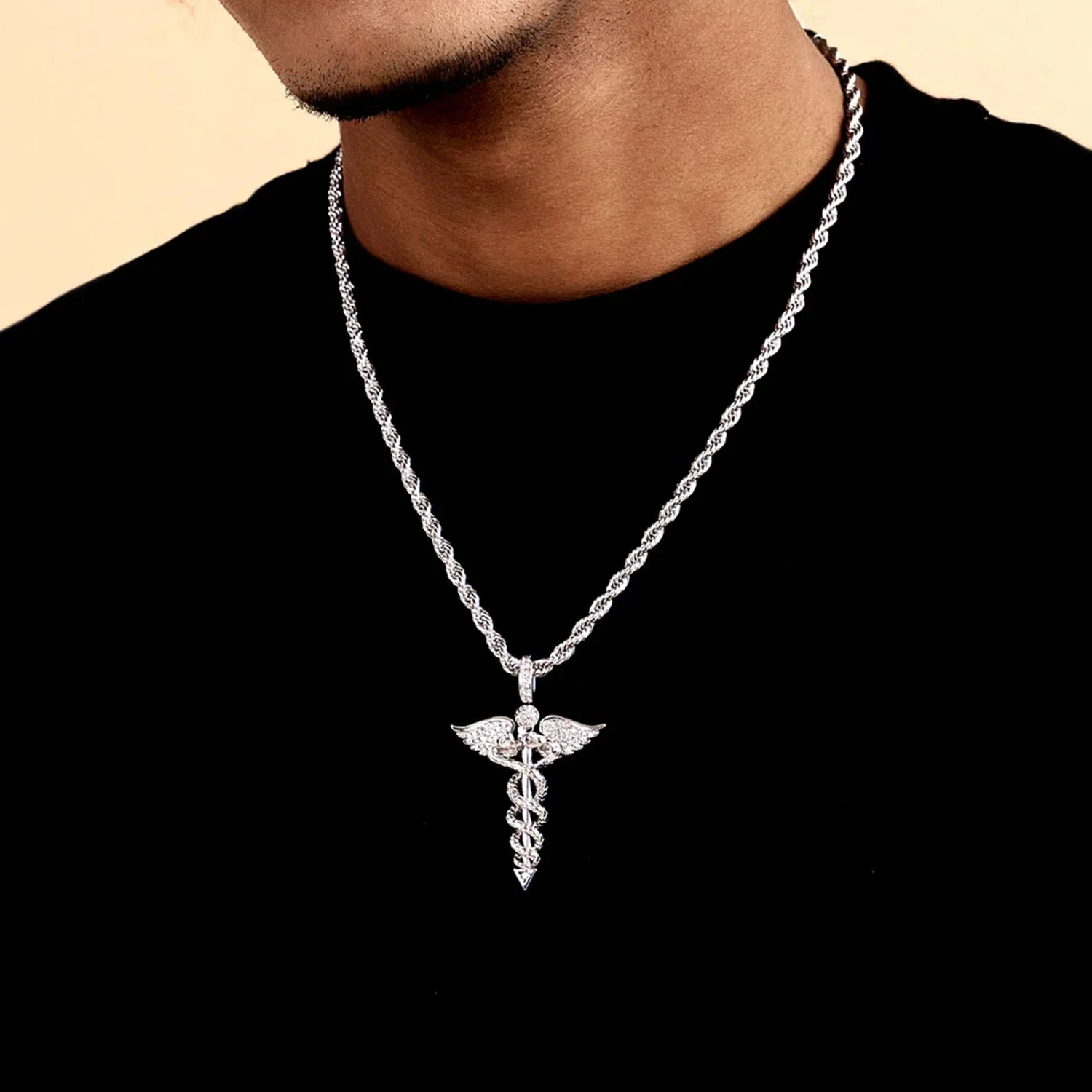 Moissanite Staff of Hermes Pendant - Image 10