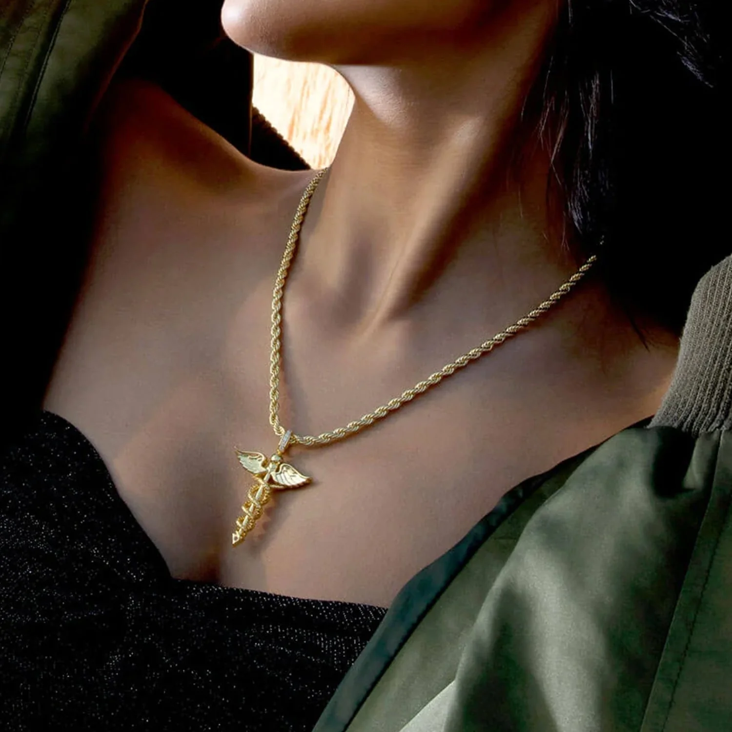 Moissanite Staff of Hermes Pendant - Image 3