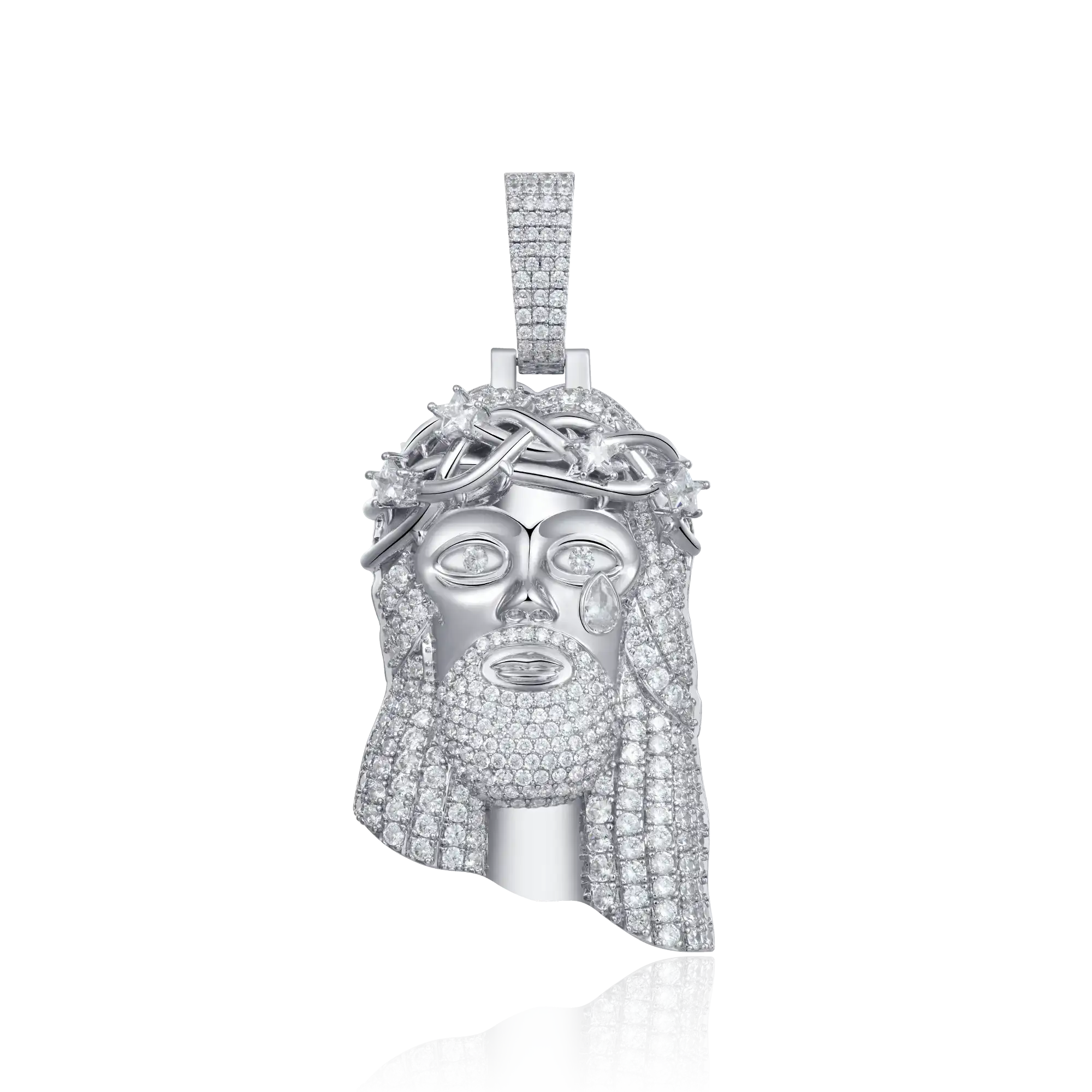 White Gold Stellar Jesus Pendant -  Large - Image 6