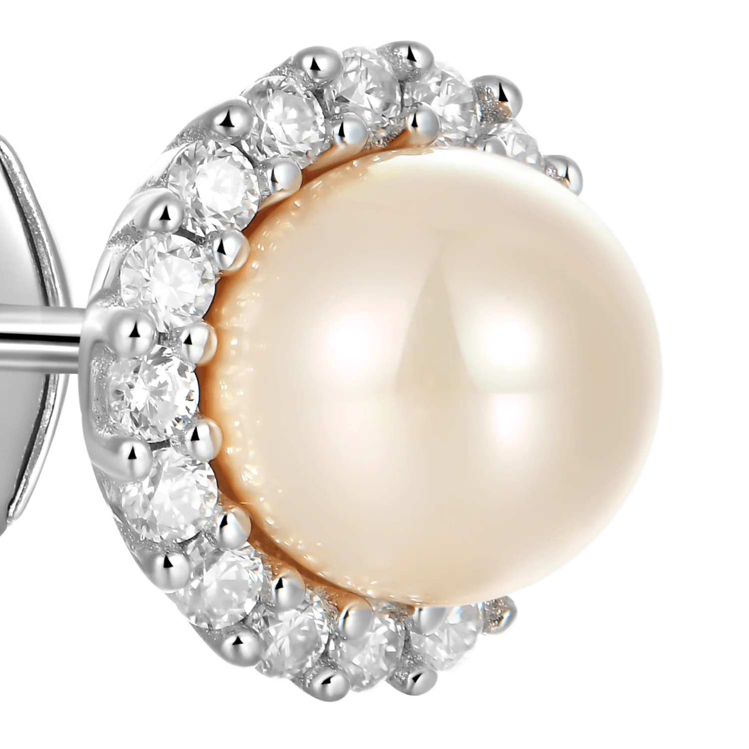 Moissanite Pearl Stud Earrings - Pair - Image 10