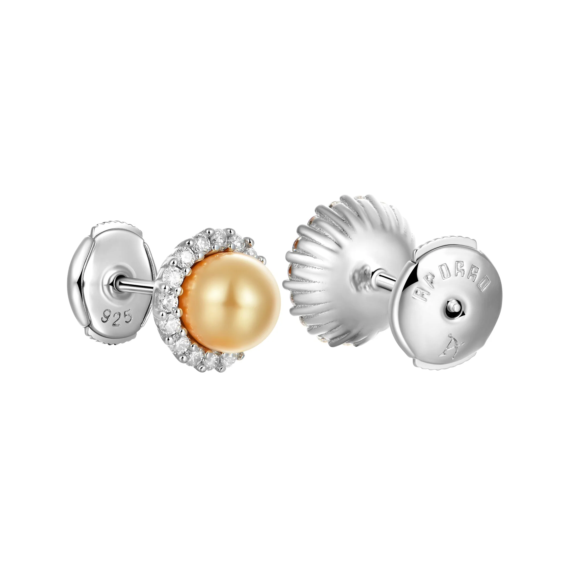 Moissanite Pearl Stud Earrings - Pair - Image 5