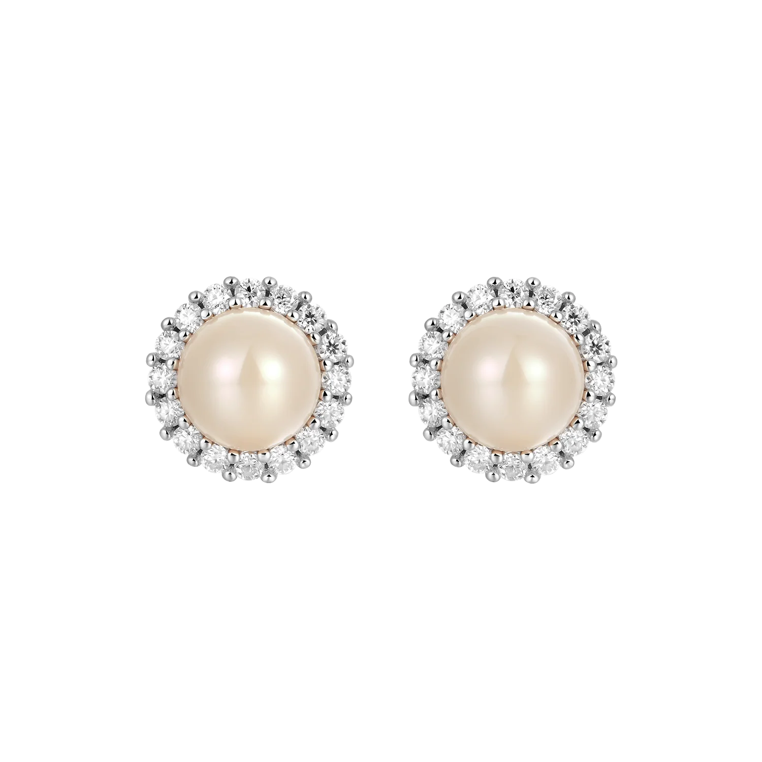 Moissanite Pearl Stud Earrings - Pair - Image 7