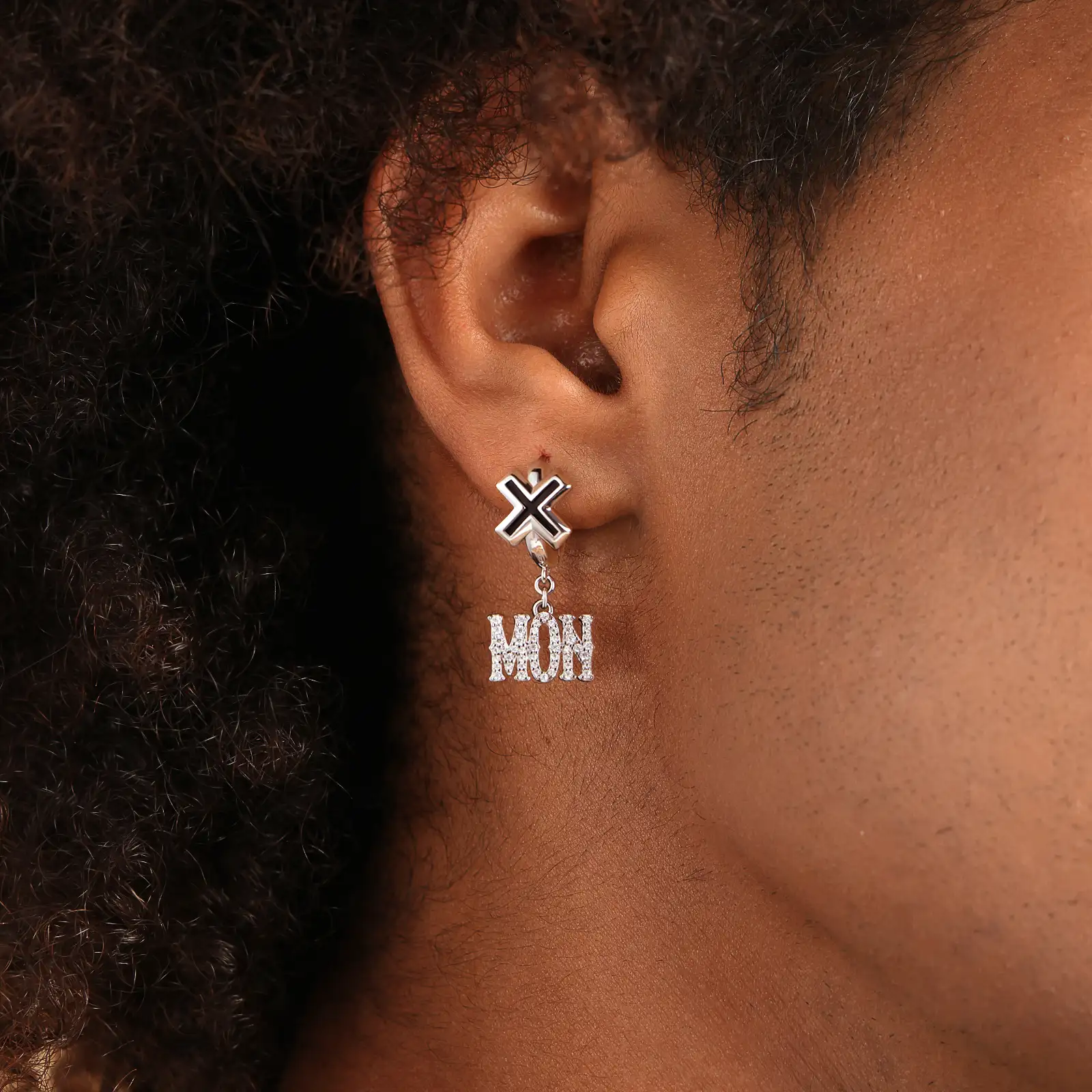 Moissanite MON/FRI Dangly Earring - Image 2