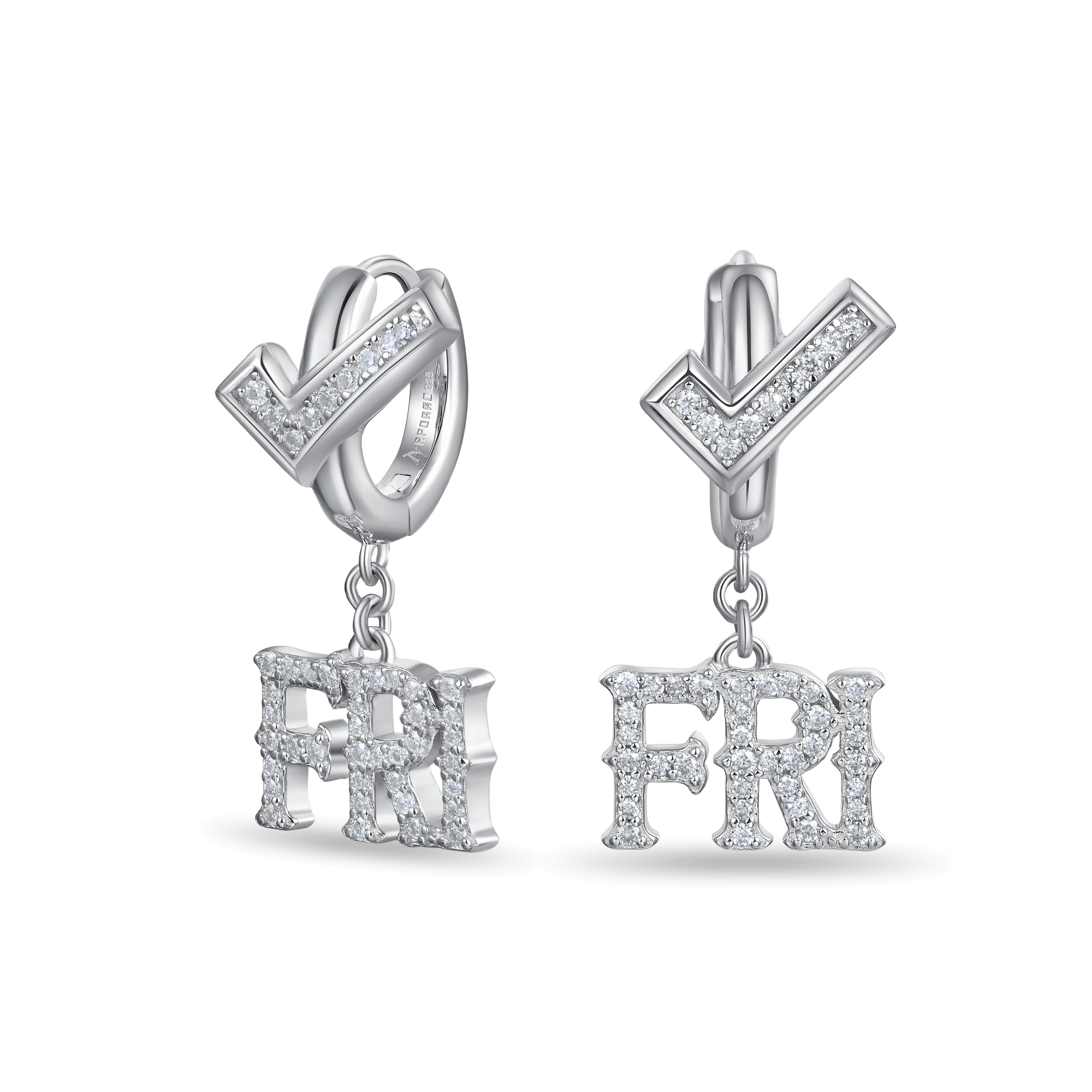 Moissanite MON/FRI Dangly Earring - Image 7