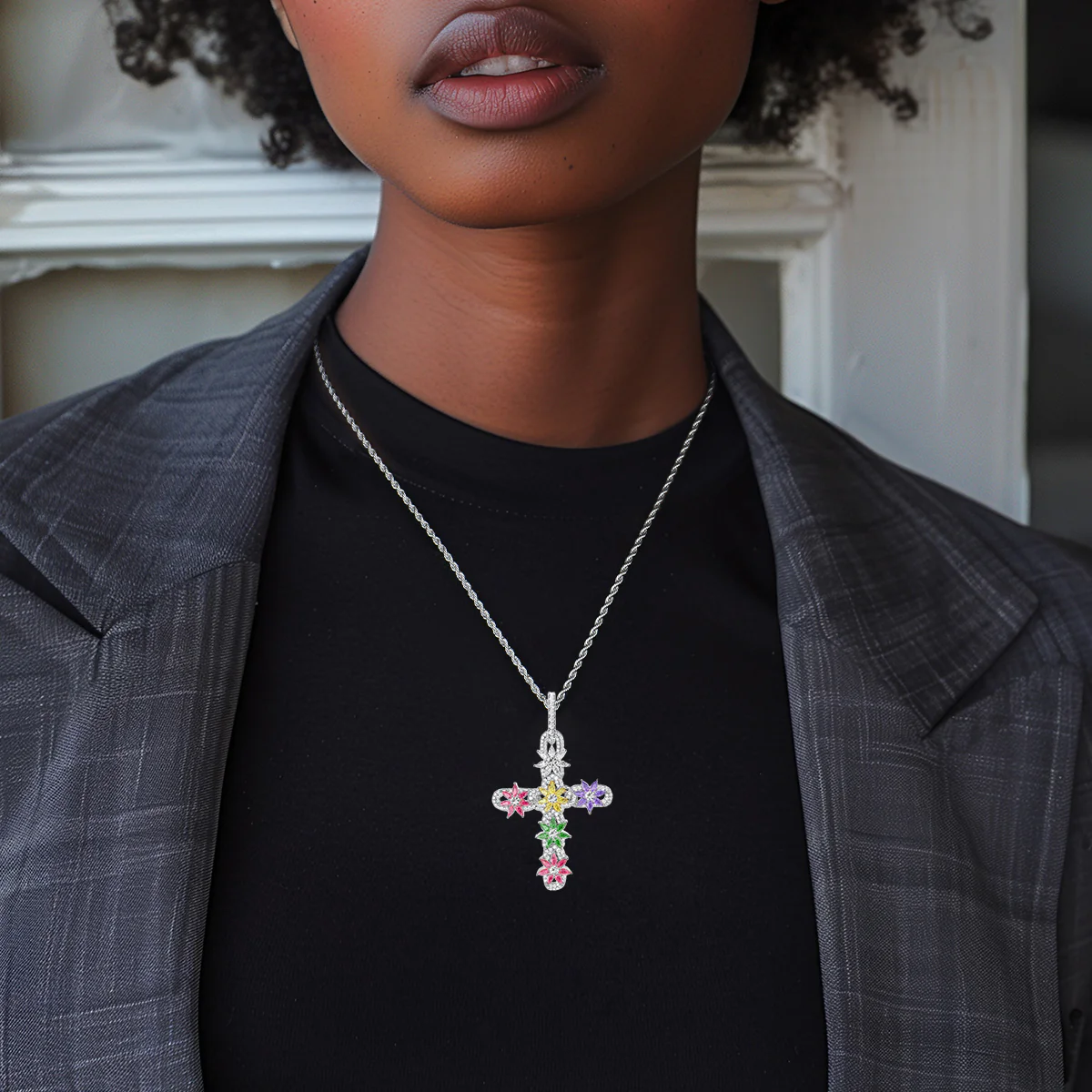 Lily Infinity Cross Pendant - Image 3