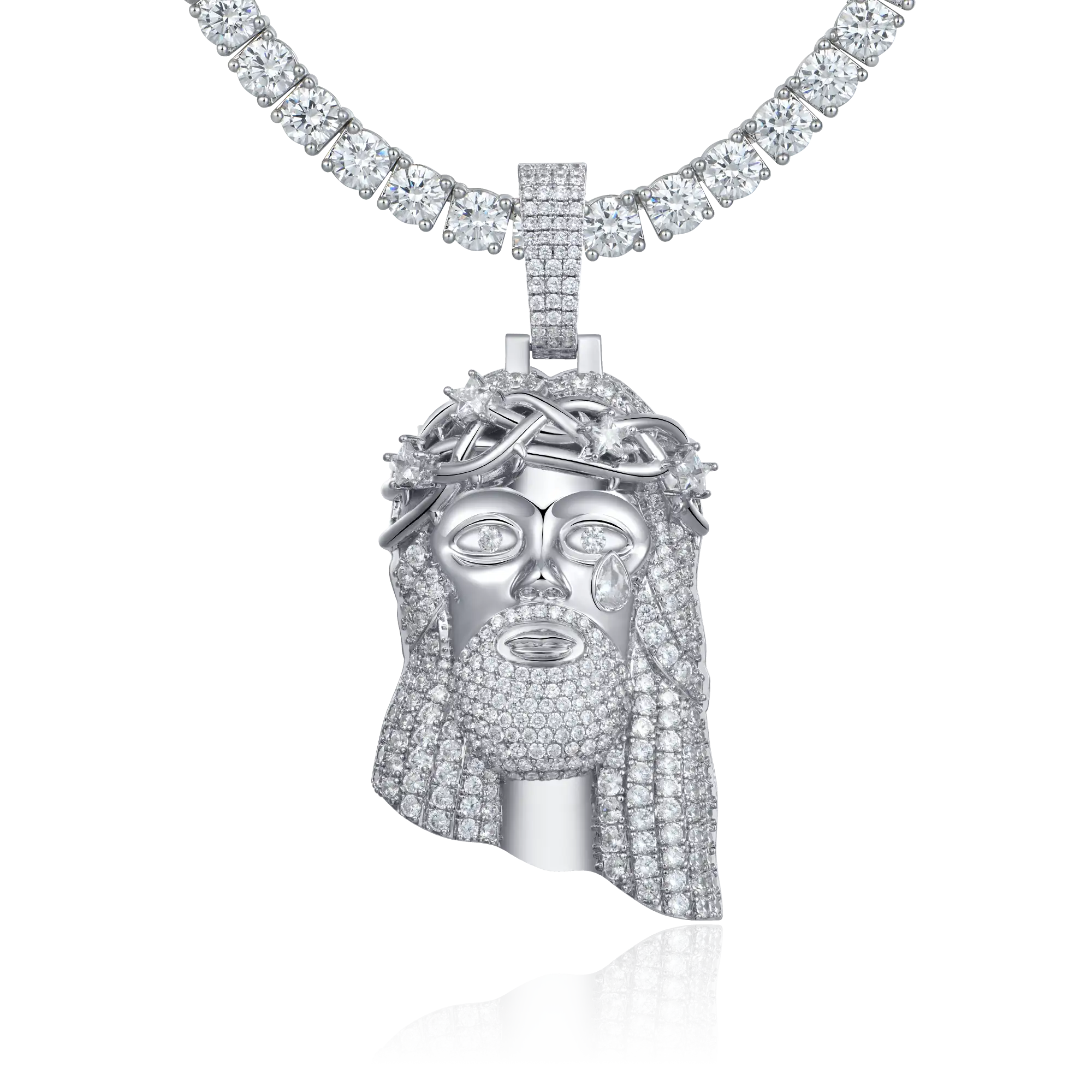 White Gold Stellar Jesus Pendant - Small - Image 7
