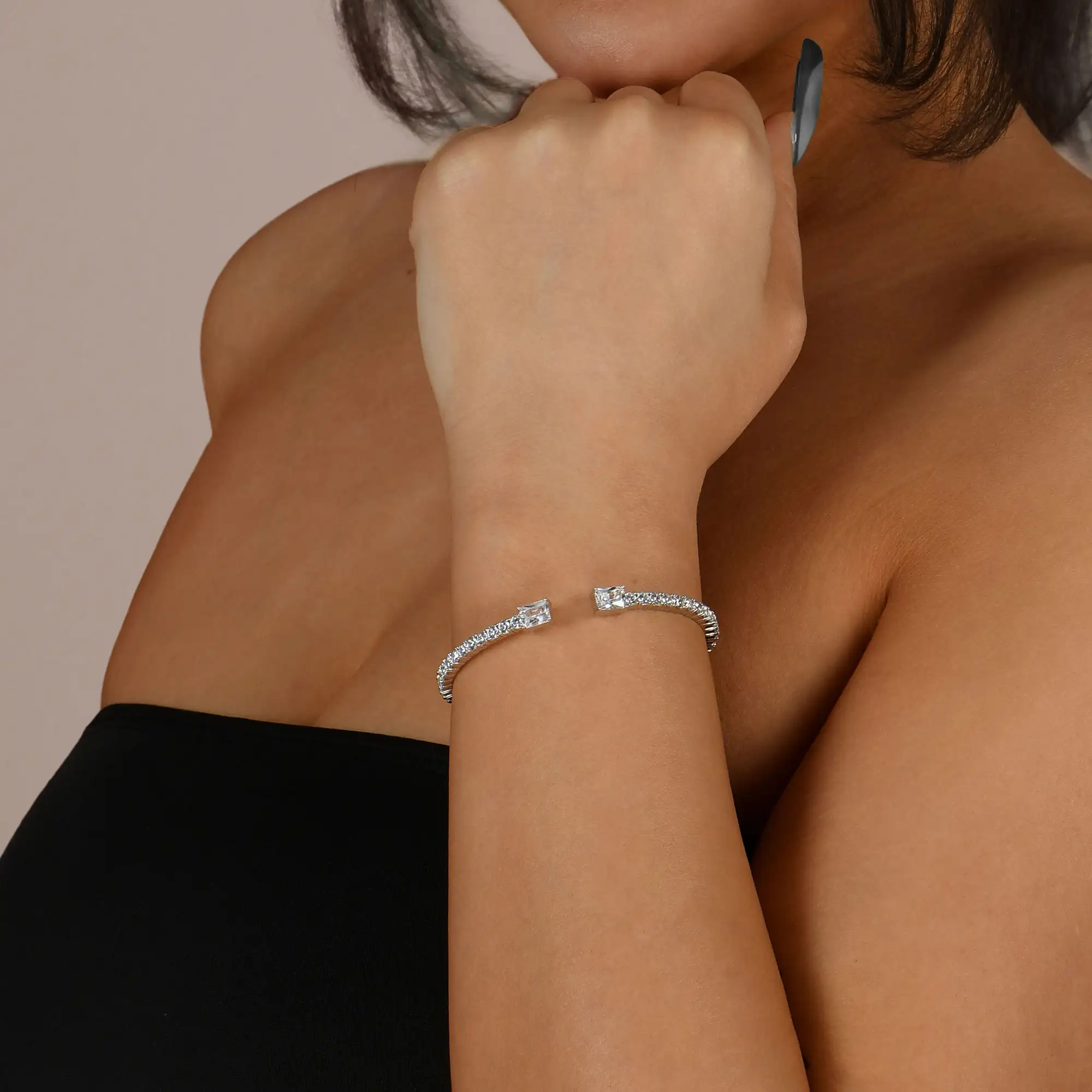 Multiple Spring Tennis Bangle Bracelet - Image 3