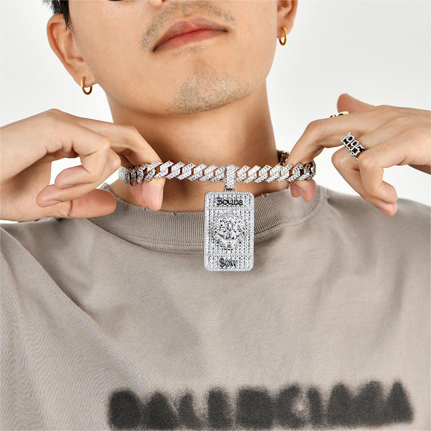 Custom Baguette Square Pendant - Image 3