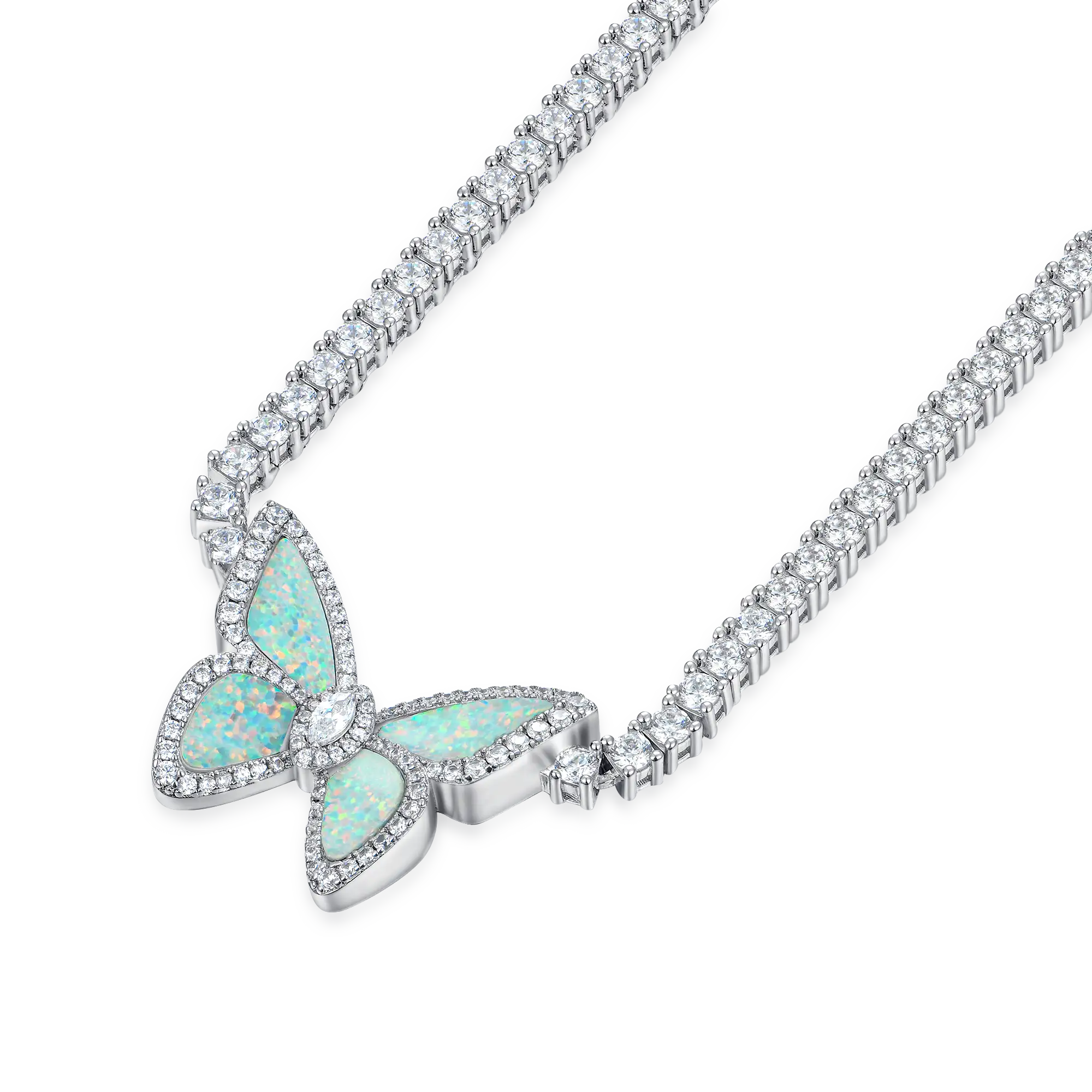Vivid Opal Butterfly Tennis Necklace - 3mm - Image 3