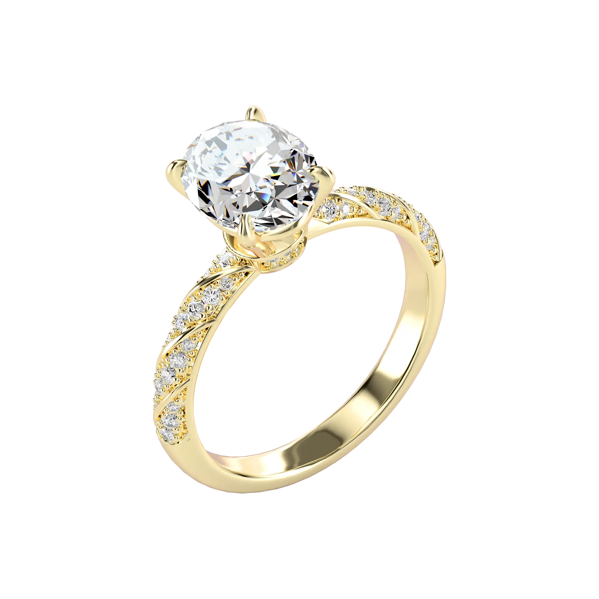 Oval Cut Diamond Rope Engagement Ring