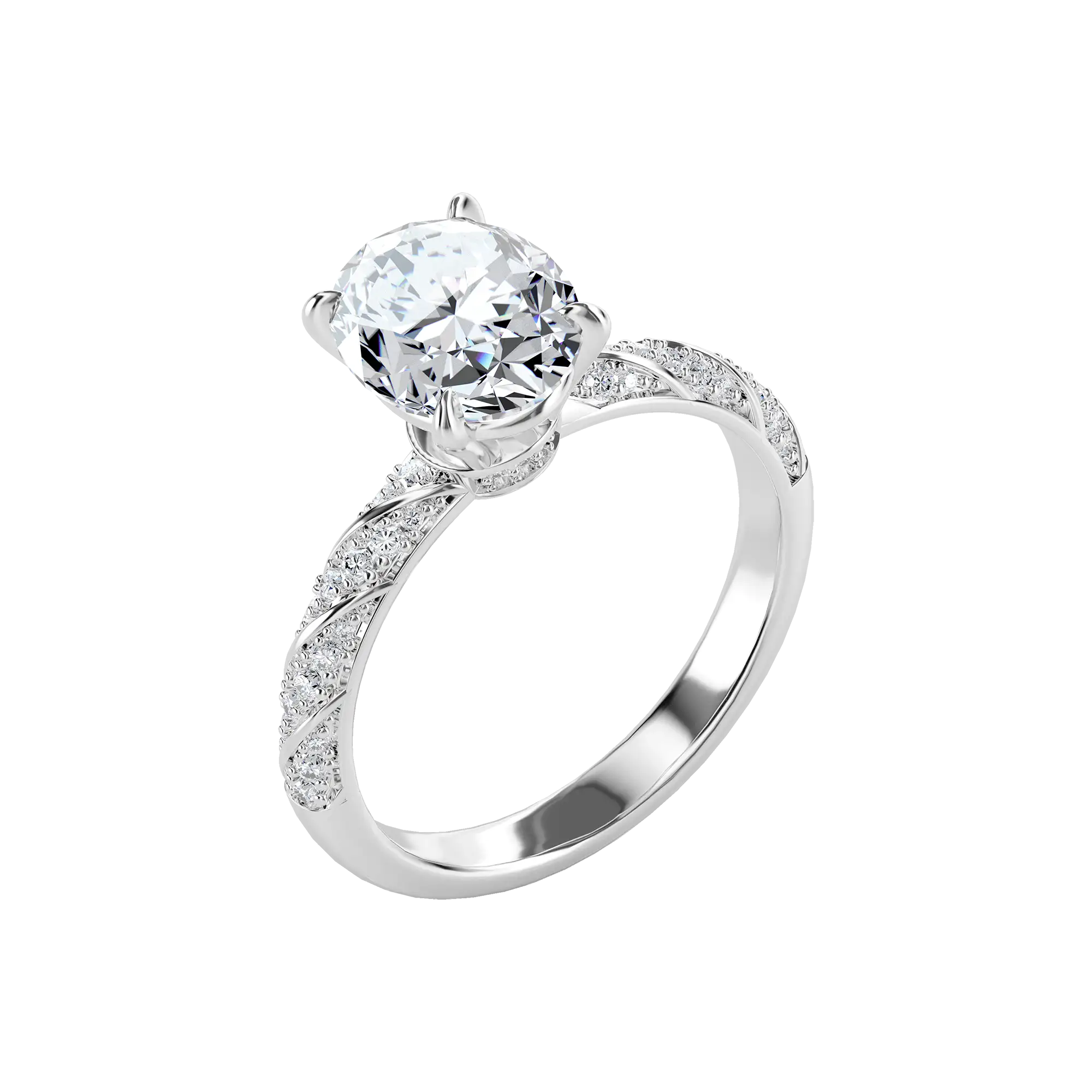 Oval Cut Diamond Rope Engagement Ring - Image 4