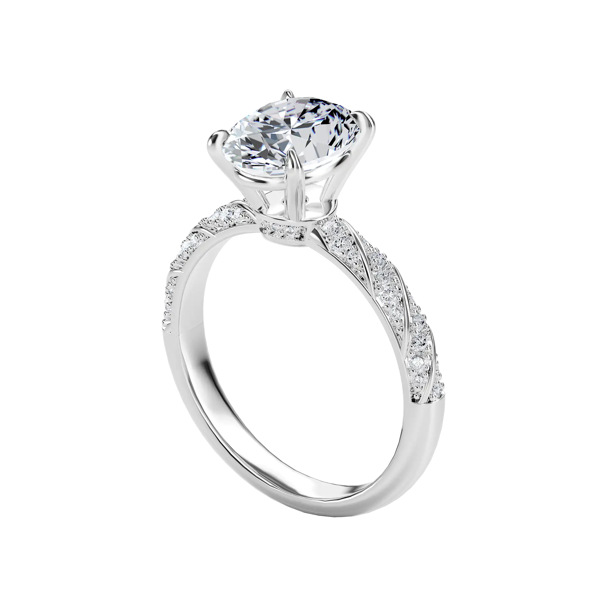 Oval Cut Diamond Rope Engagement Ring - Image 5
