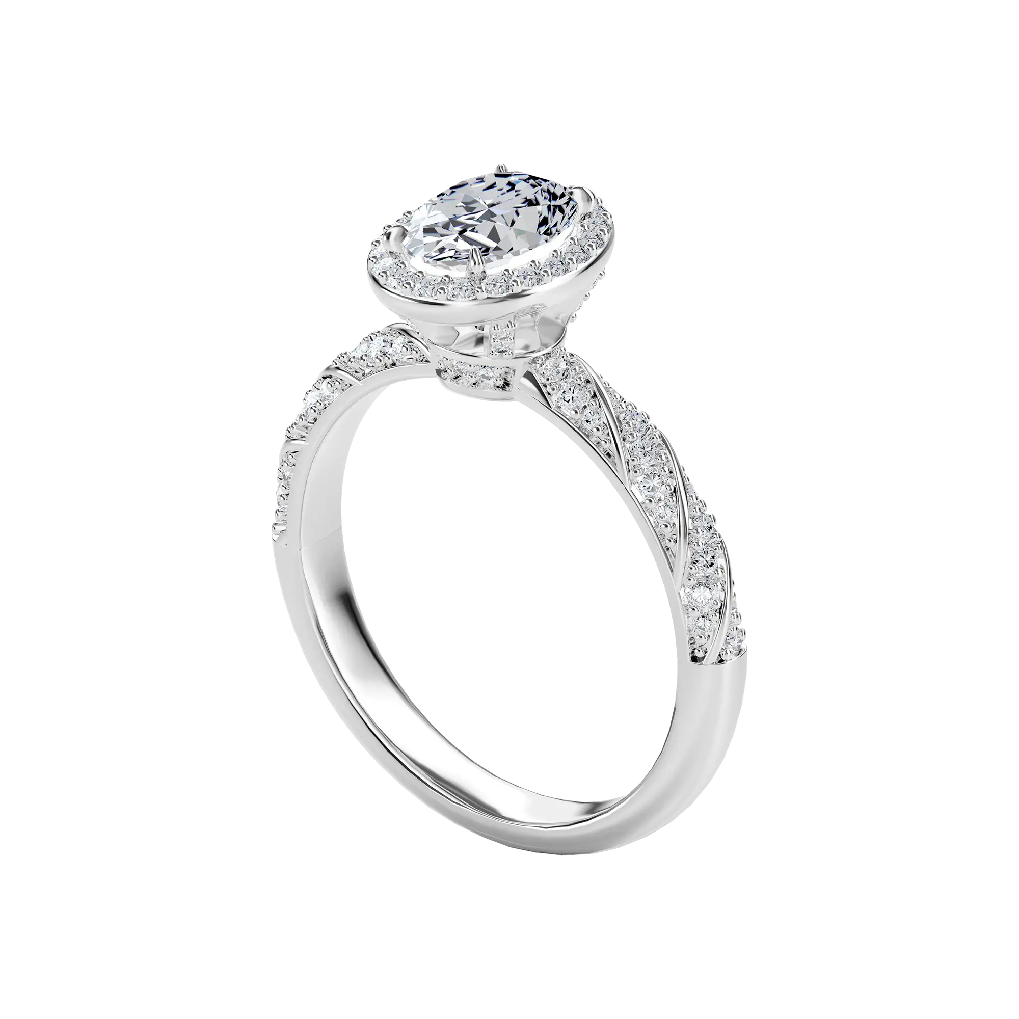 Oval Cut Halo Diamond Rope Engagement Ring - Image 5