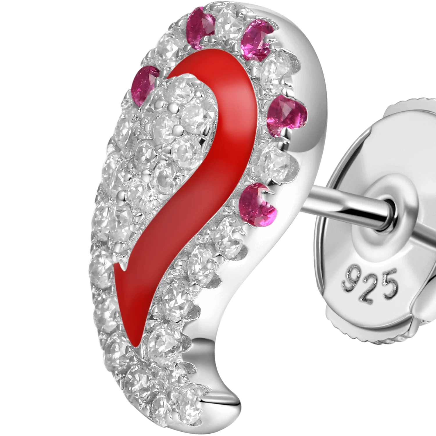 Moissanite S925 Paisley Stud Earrings - Pair - Image 2