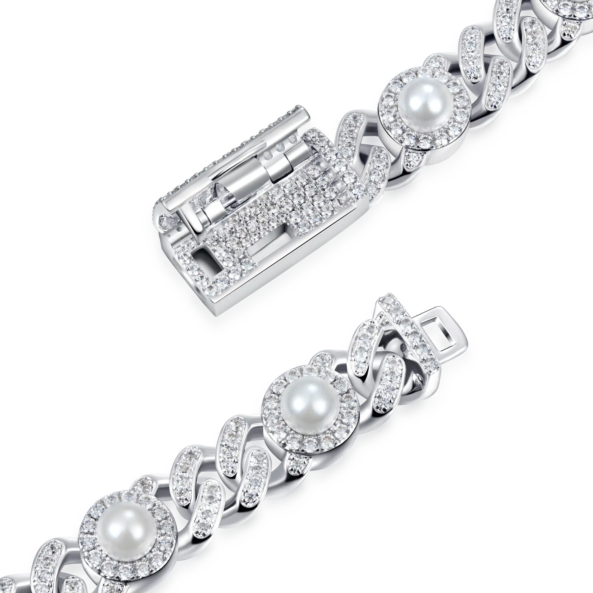 Pearl Iced Cuban Bracelet - 8mm - Image 5