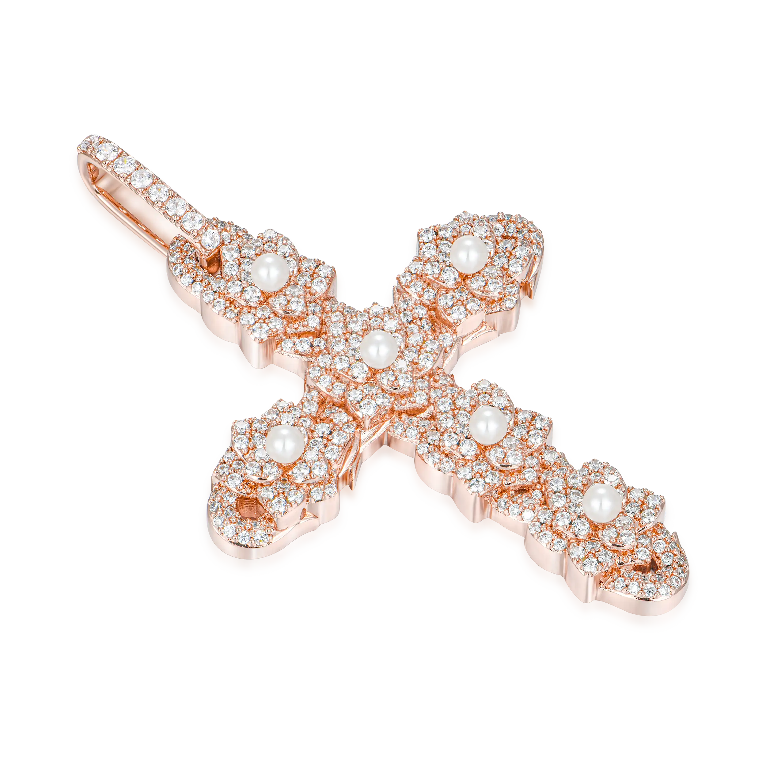 Pearl Rose Cross Pendant - Image 4