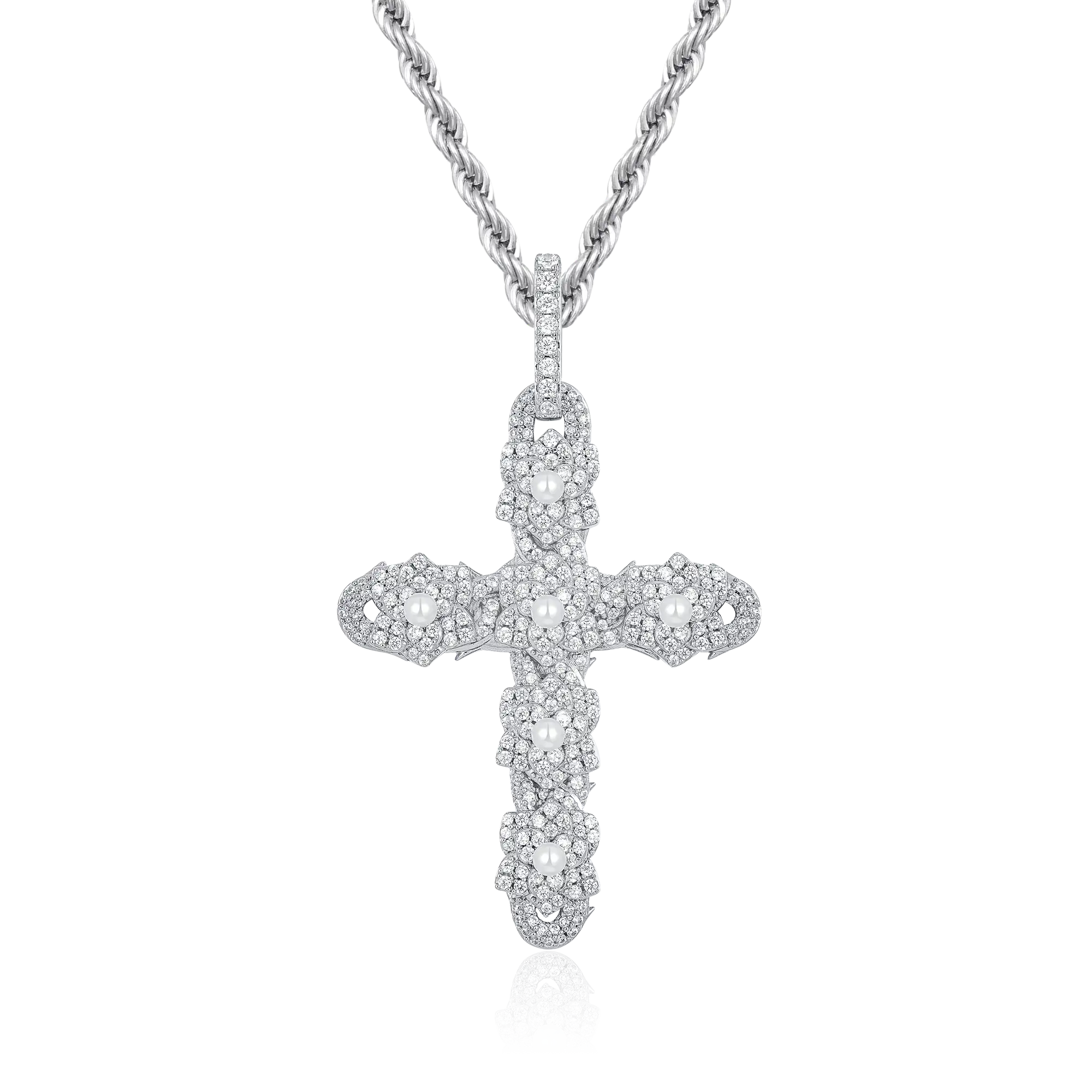 Pearl Rose Cross Pendant - Image 11