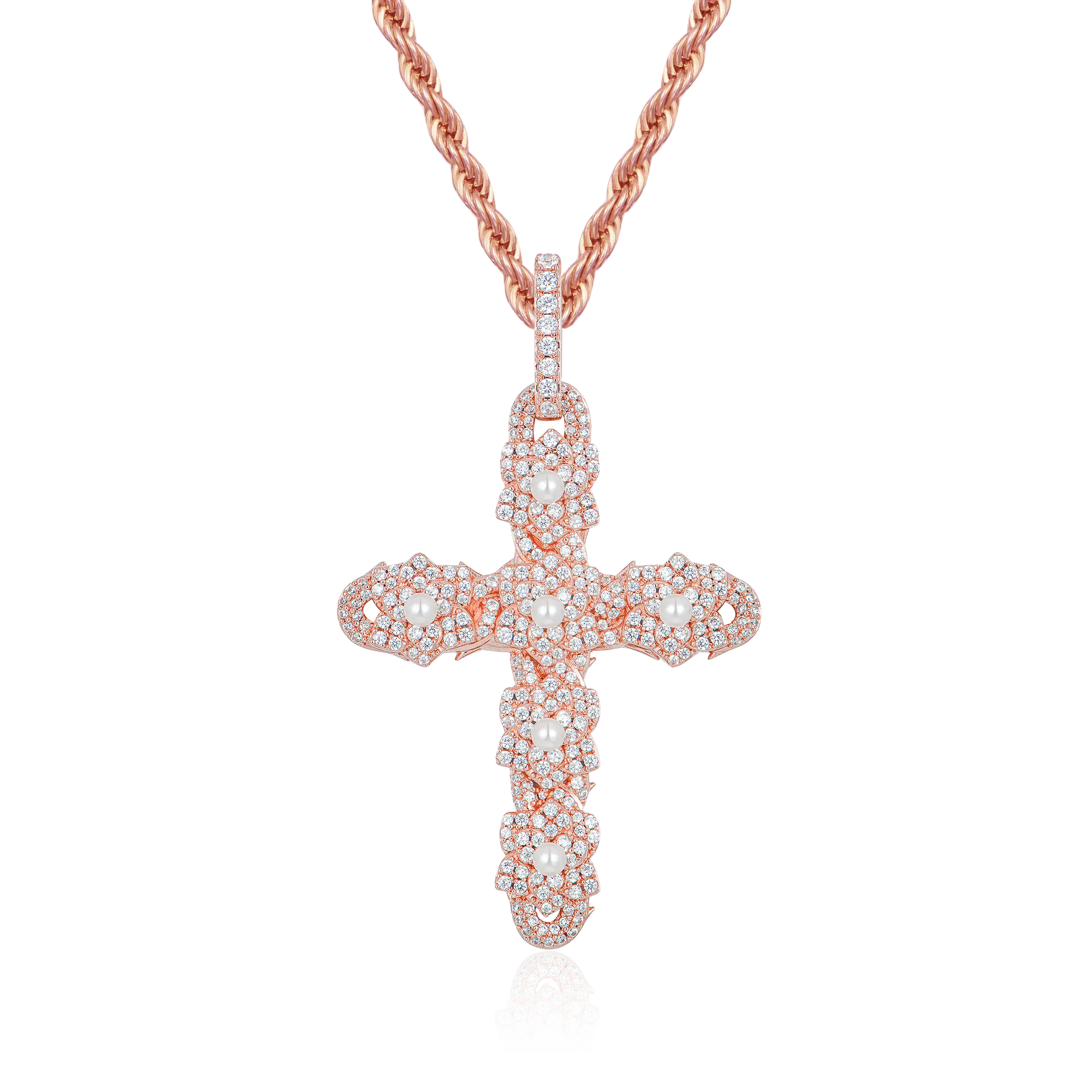 Pearl Rose Cross Pendant - Image 4