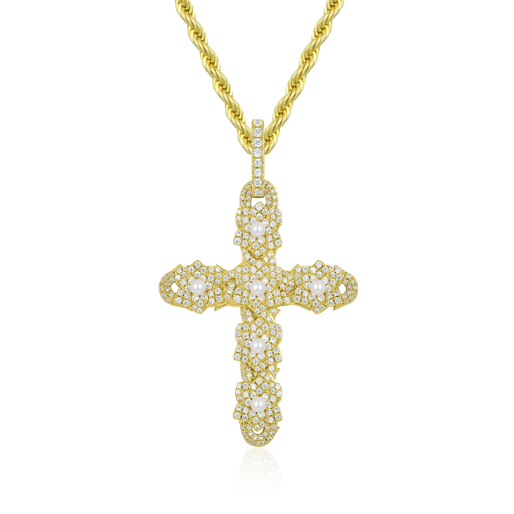 Pearl Rose Cross Pendant - Image 8