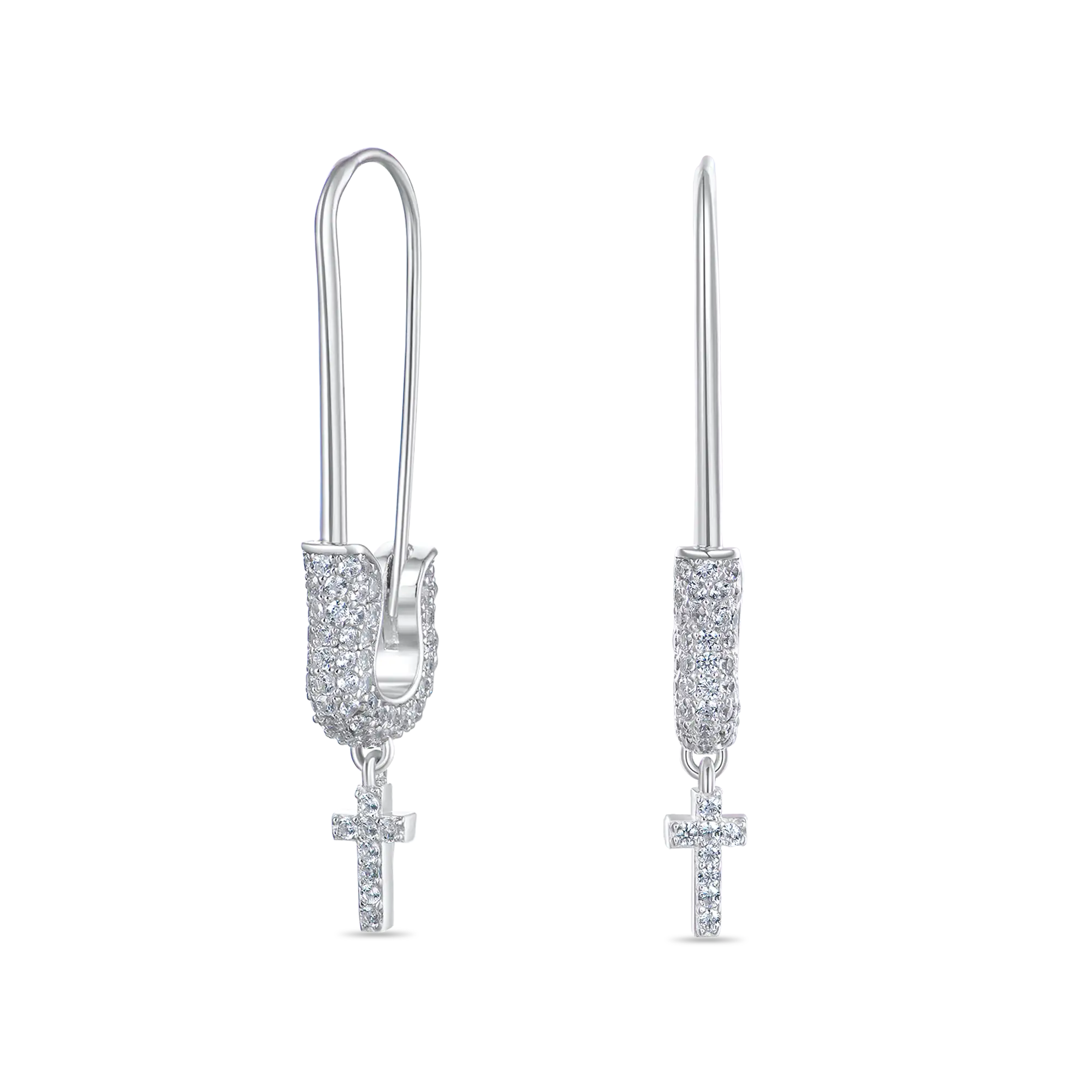 Pin Cross Dangly Earring