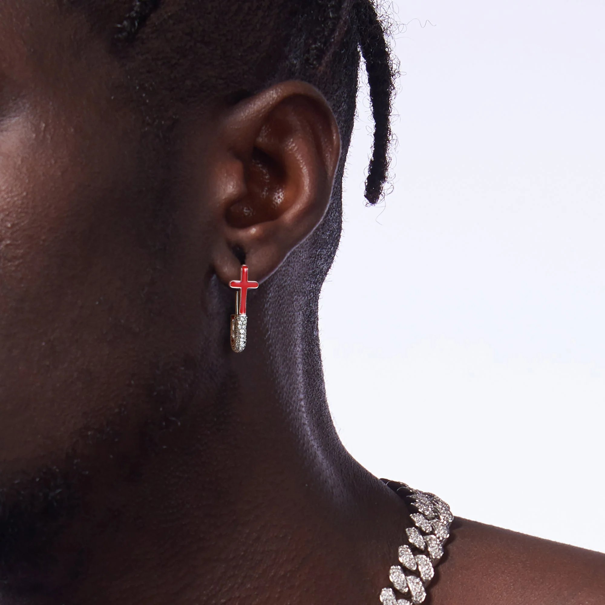 S925 Pin Cross Hoop Earring - Image 12