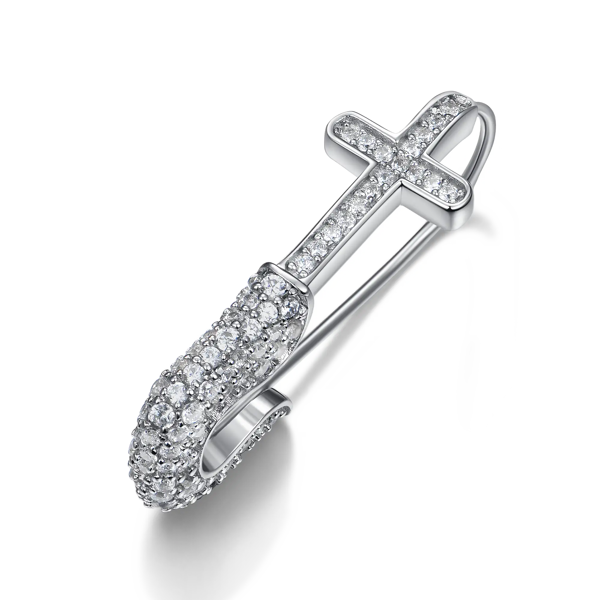 S925 Pin Cross Hoop Earring - Image 4