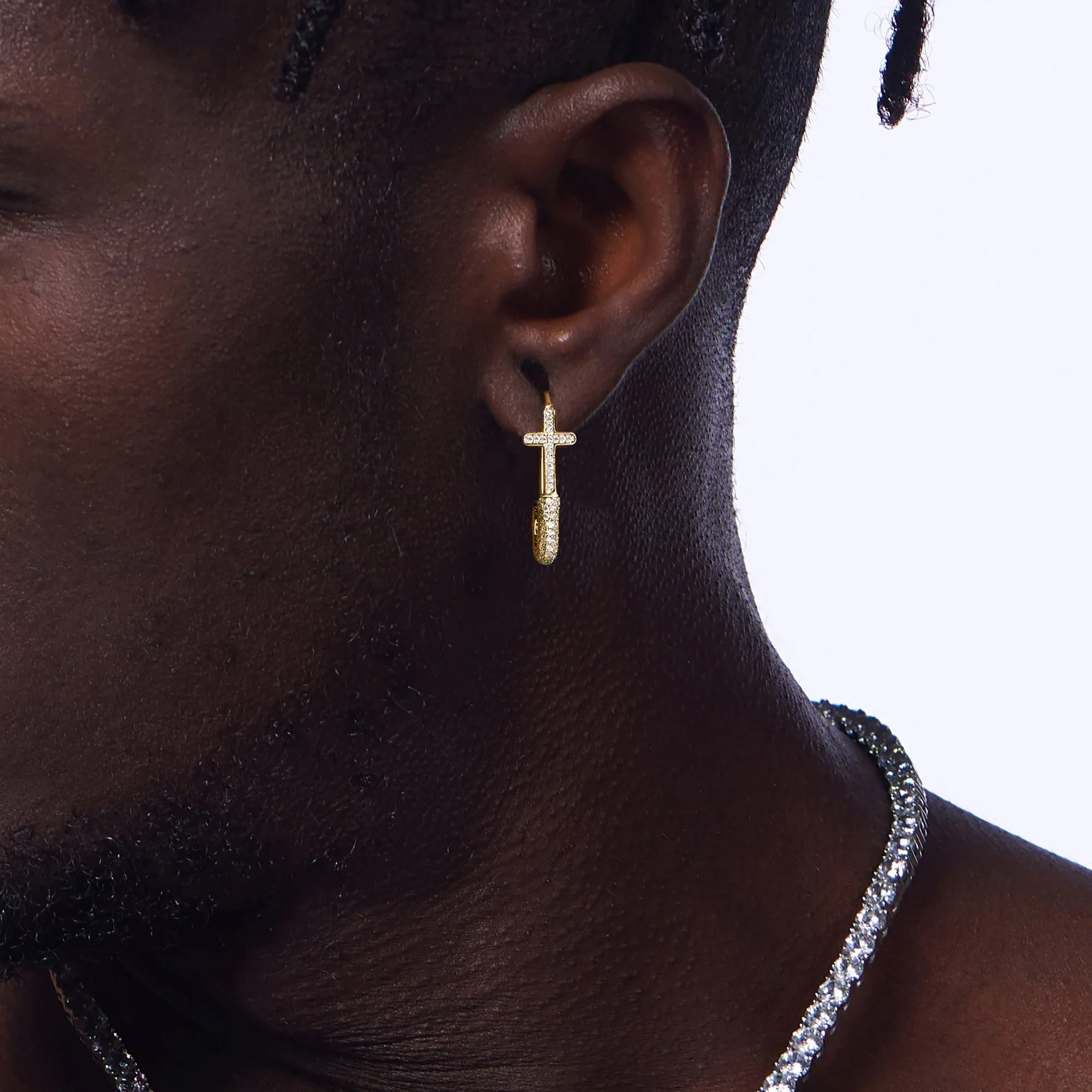 S925 Pin Cross Hoop Earring - Image 7