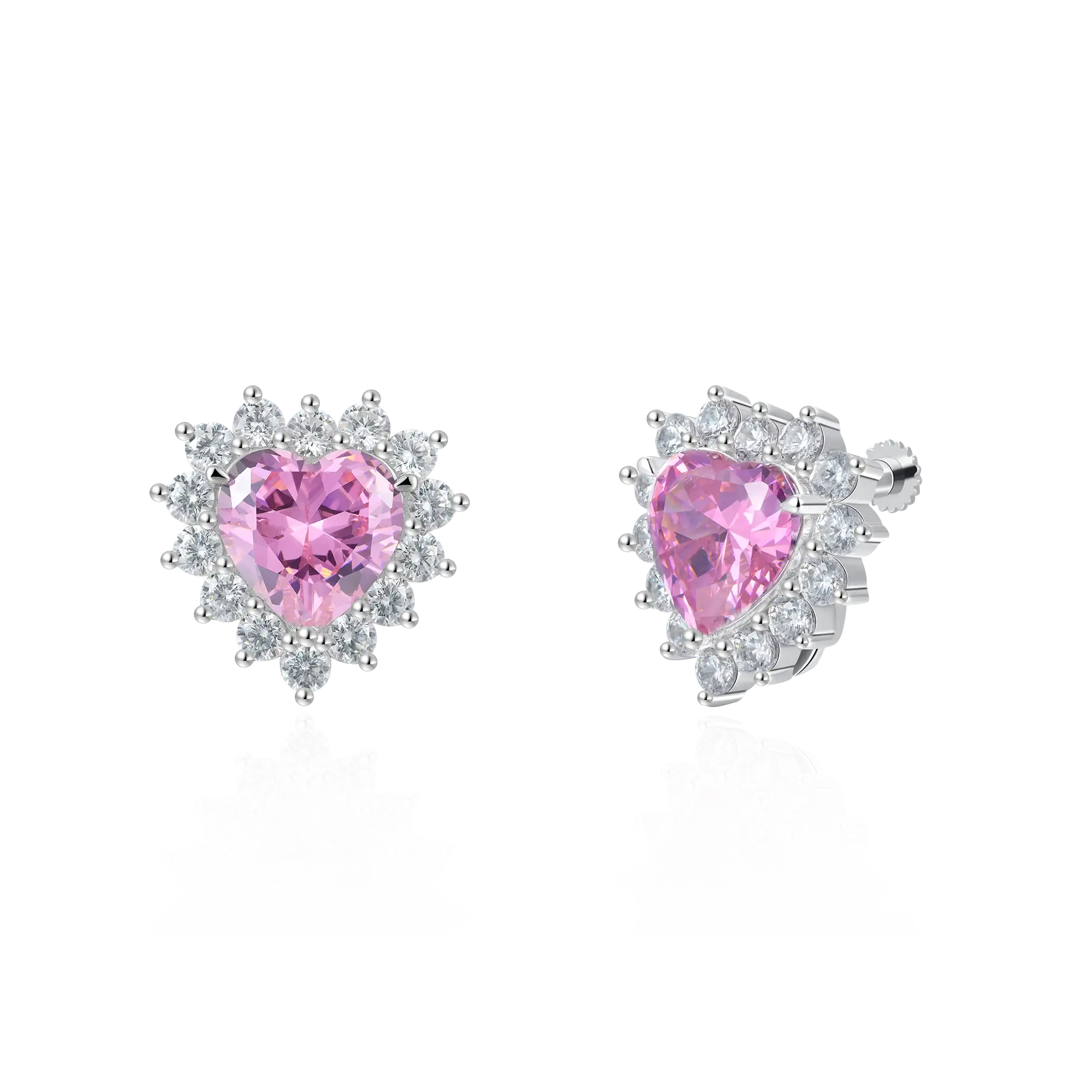 S925 Pink Radiance Heart Clip Earring