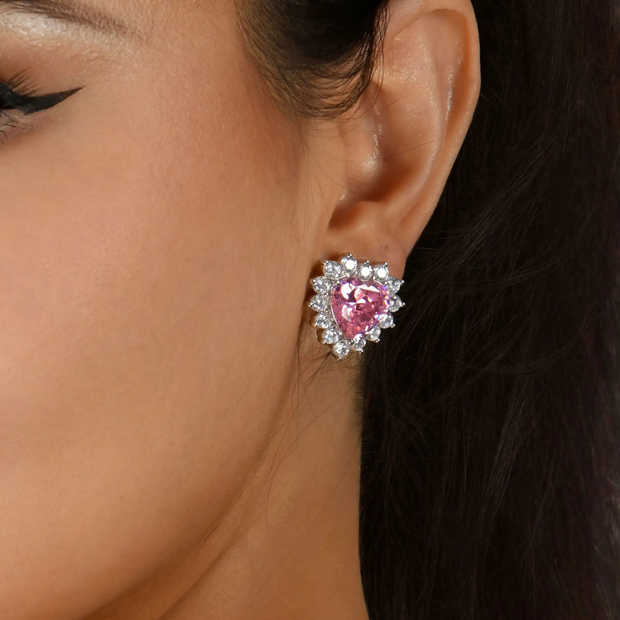 S925 Pink Radiance Heart Clip Earring - Image 2
