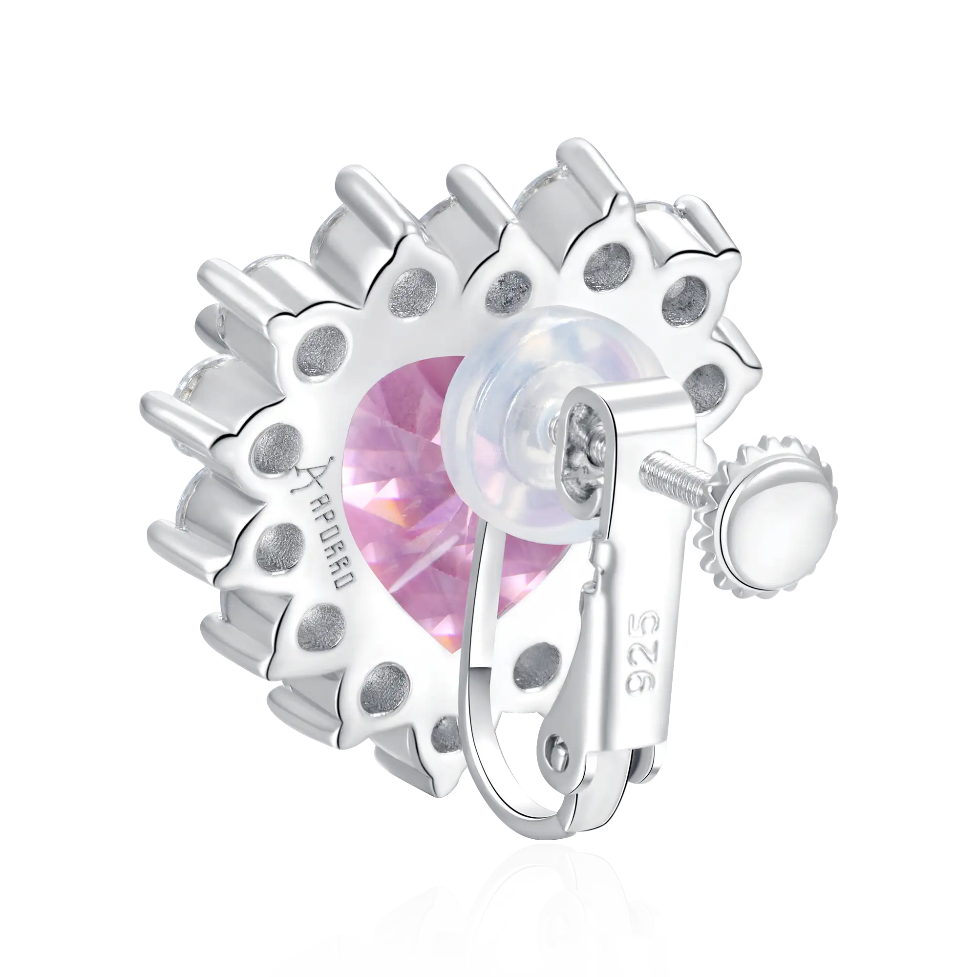 S925 Pink Radiance Heart Clip Earring - Image 3