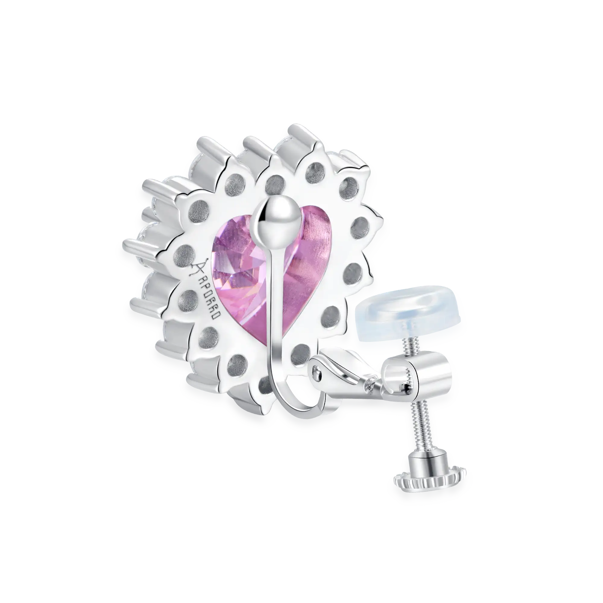 S925 Pink Radiance Heart Clip Earring - Image 4