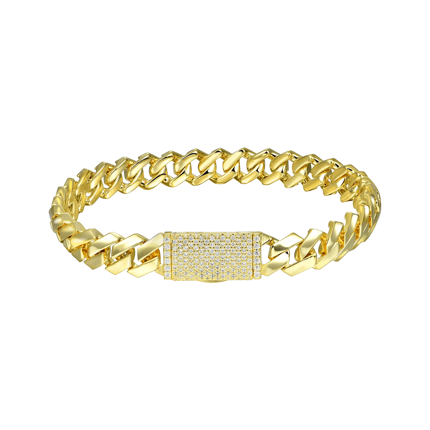 Plain Gold Prong Cuban Link Bracelet - 8mm - Image 8