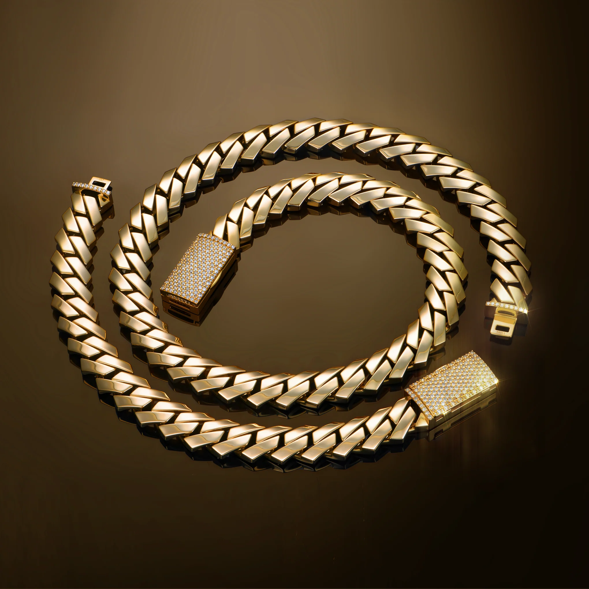 Plain Gold Prong Cuban Link Chain - 8mm - Image 13