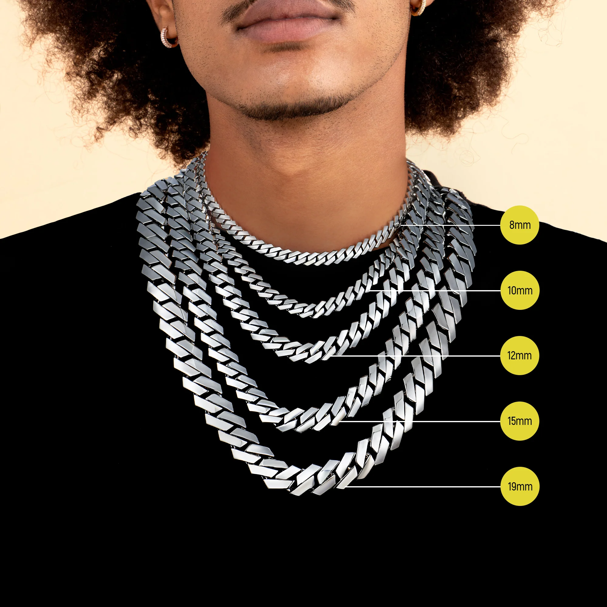 Plain Gold Prong Cuban Link Chain - 8mm - Image 7