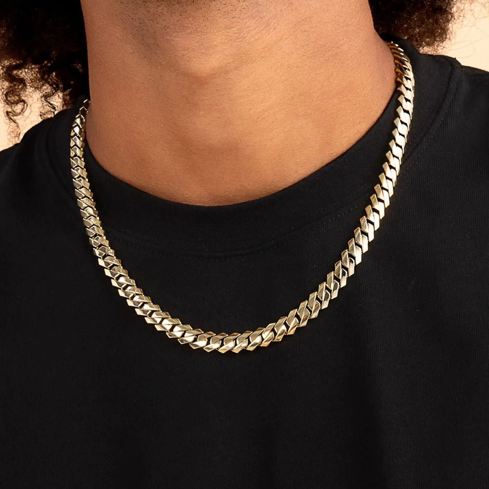 Plain Gold Prong Cuban Link Chain - 8mm - Image 9