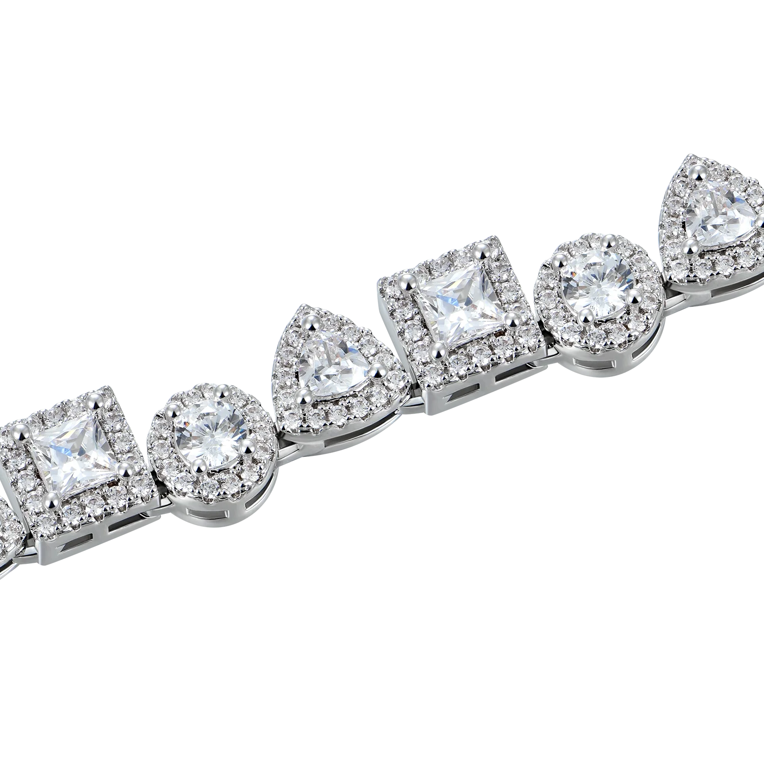 Princess Cut Mix Clustered Tennis Bracelet - 7mm - Image 3