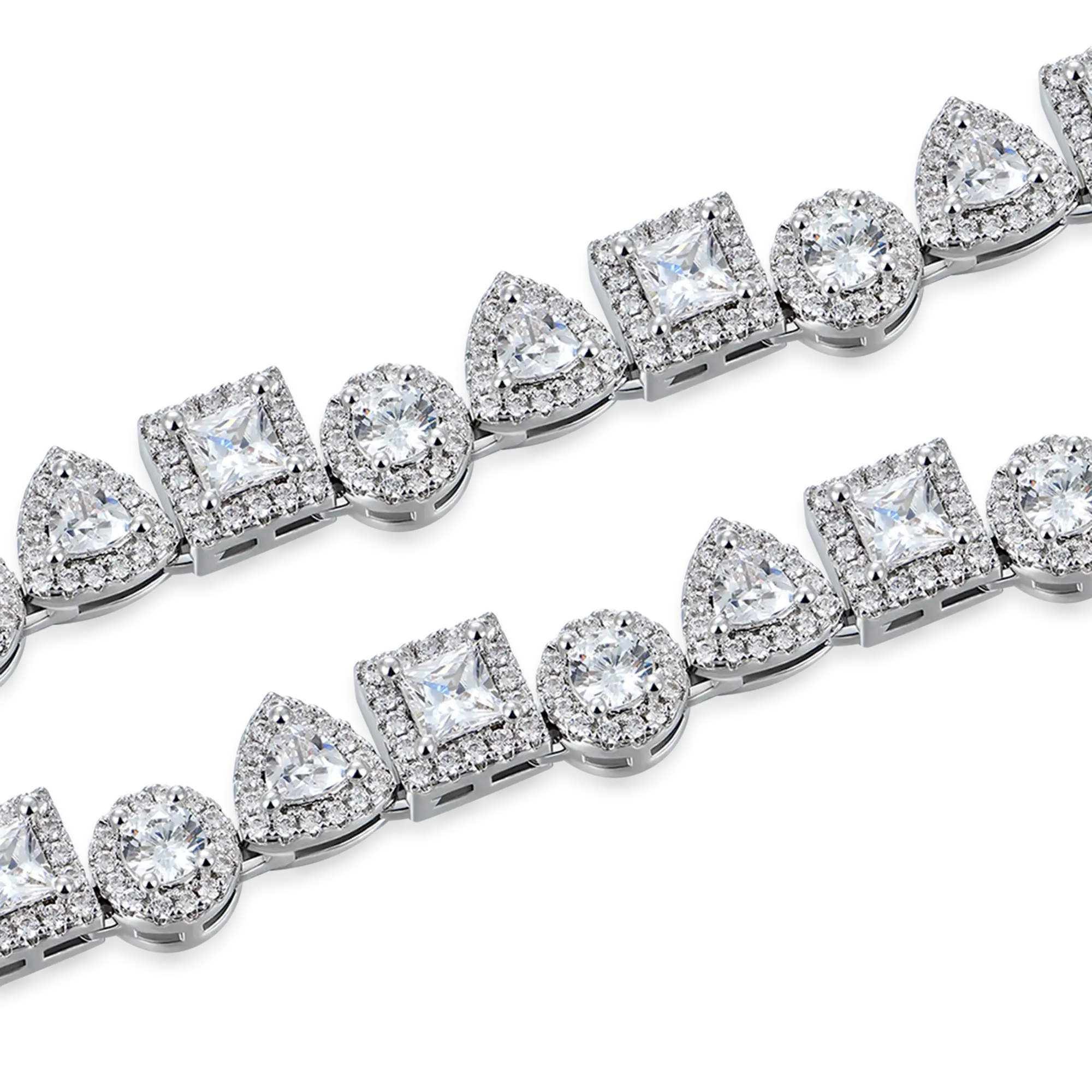 Princess Cut Mix Clustered Tennis Chain - 7mm - Image 3