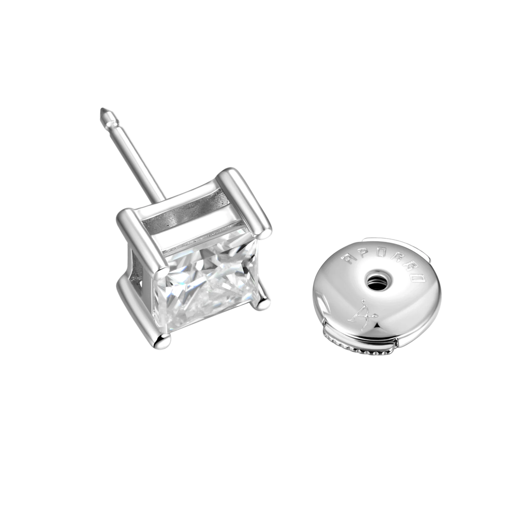 Moissanite S925 Princess Cut Stud Earring - Image 11