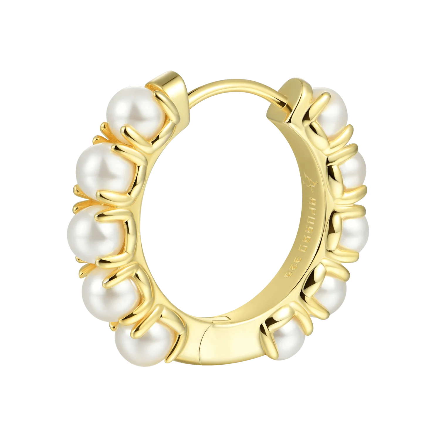 Prong Setting Pearl Hoop Earring - Single - Image 4