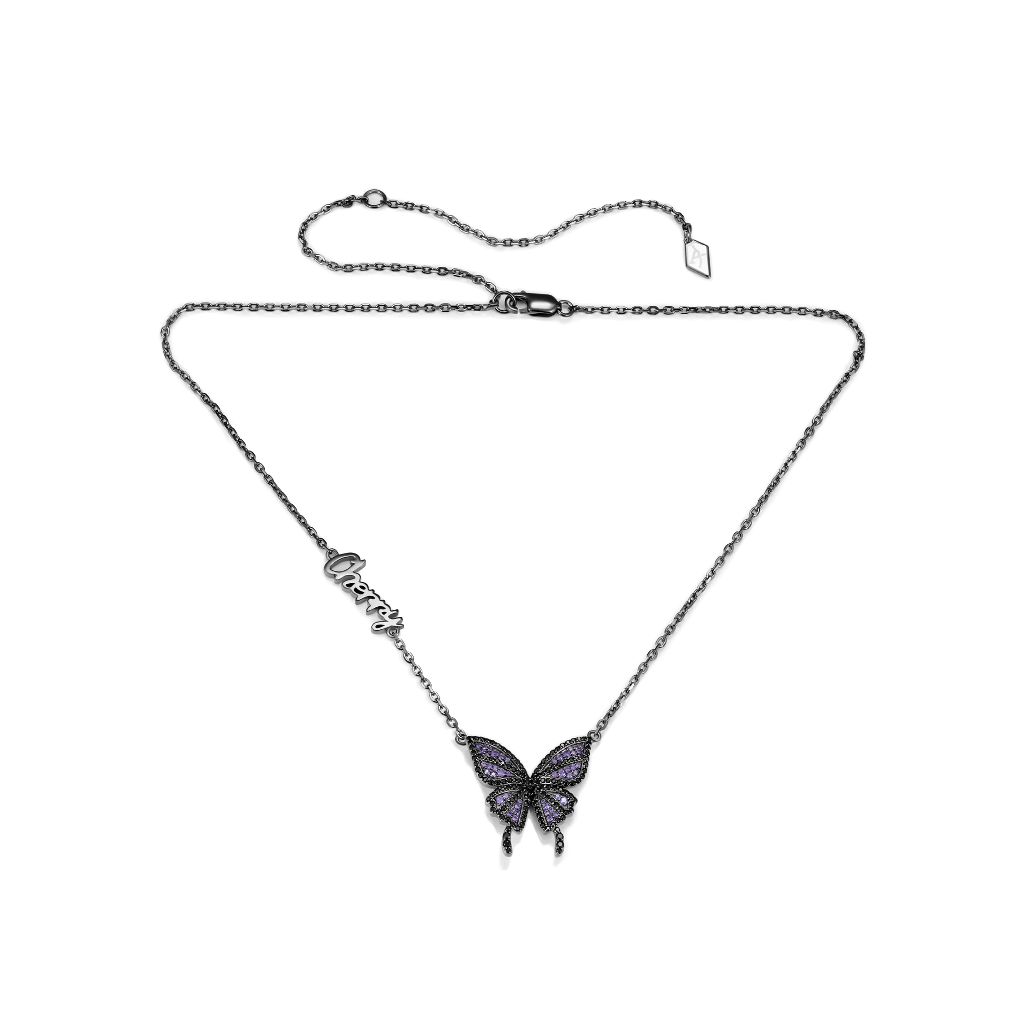 Custom Moissanite Purple Butterfly Necklace - Image 3