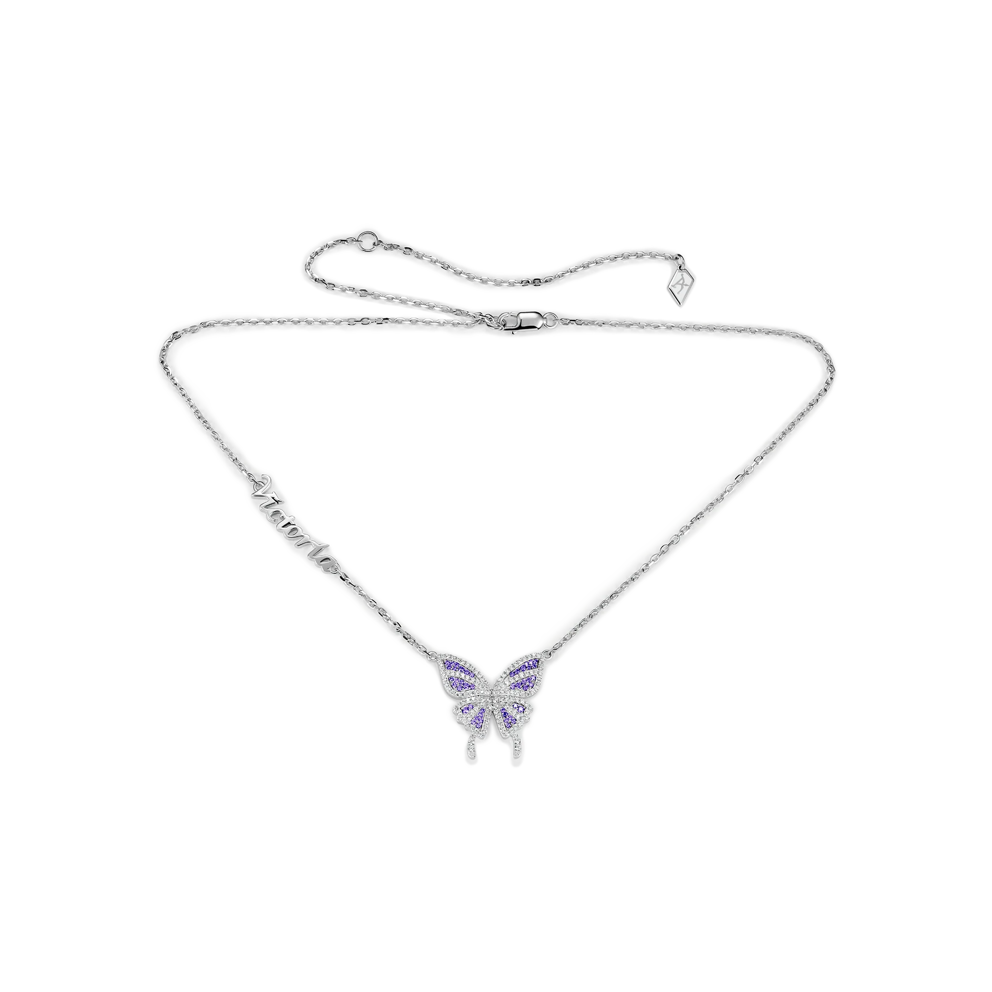 Custom Moissanite Purple Butterfly Necklace - Image 5